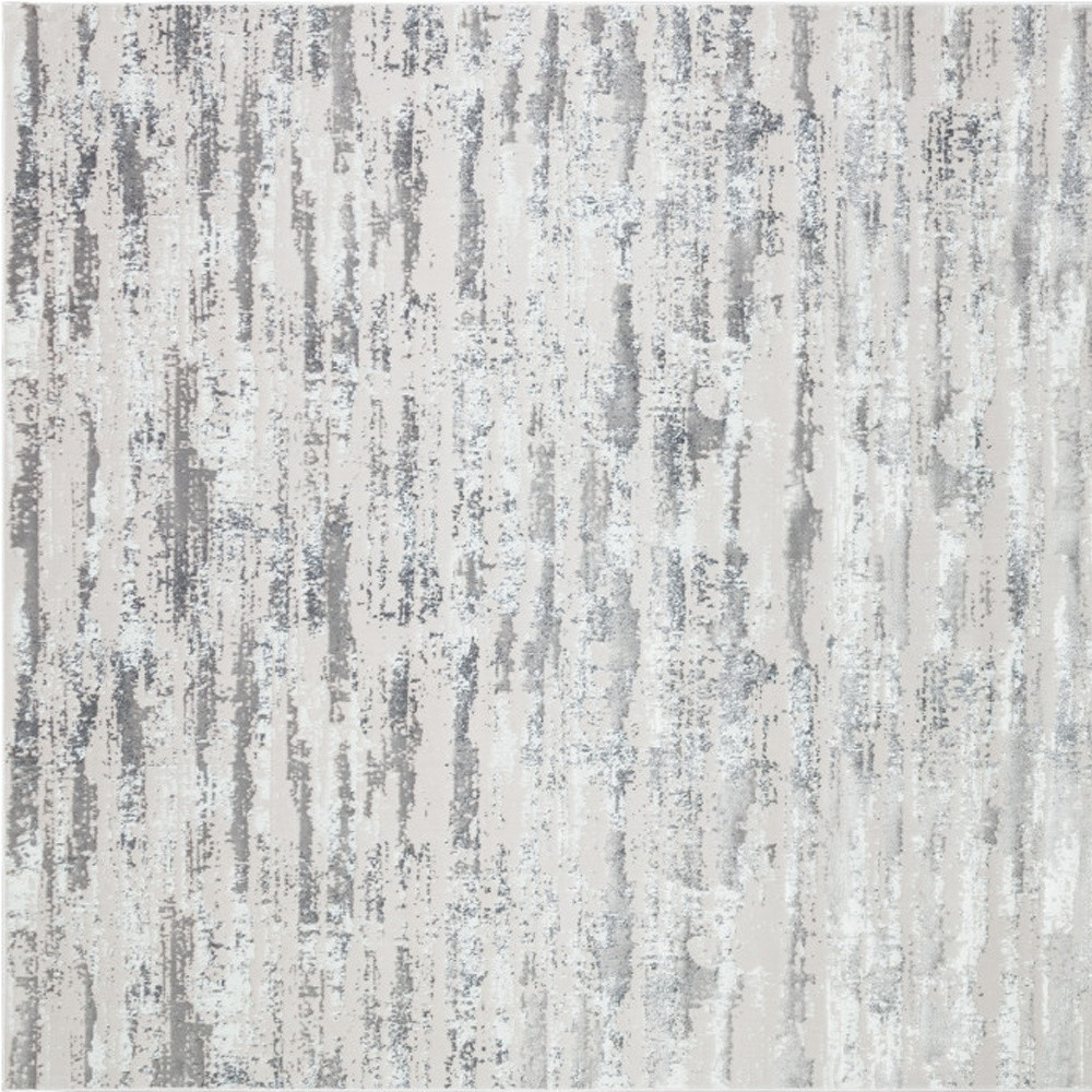 8" X 11" Black and Silver Abstract Washable Non Skid Area Rug