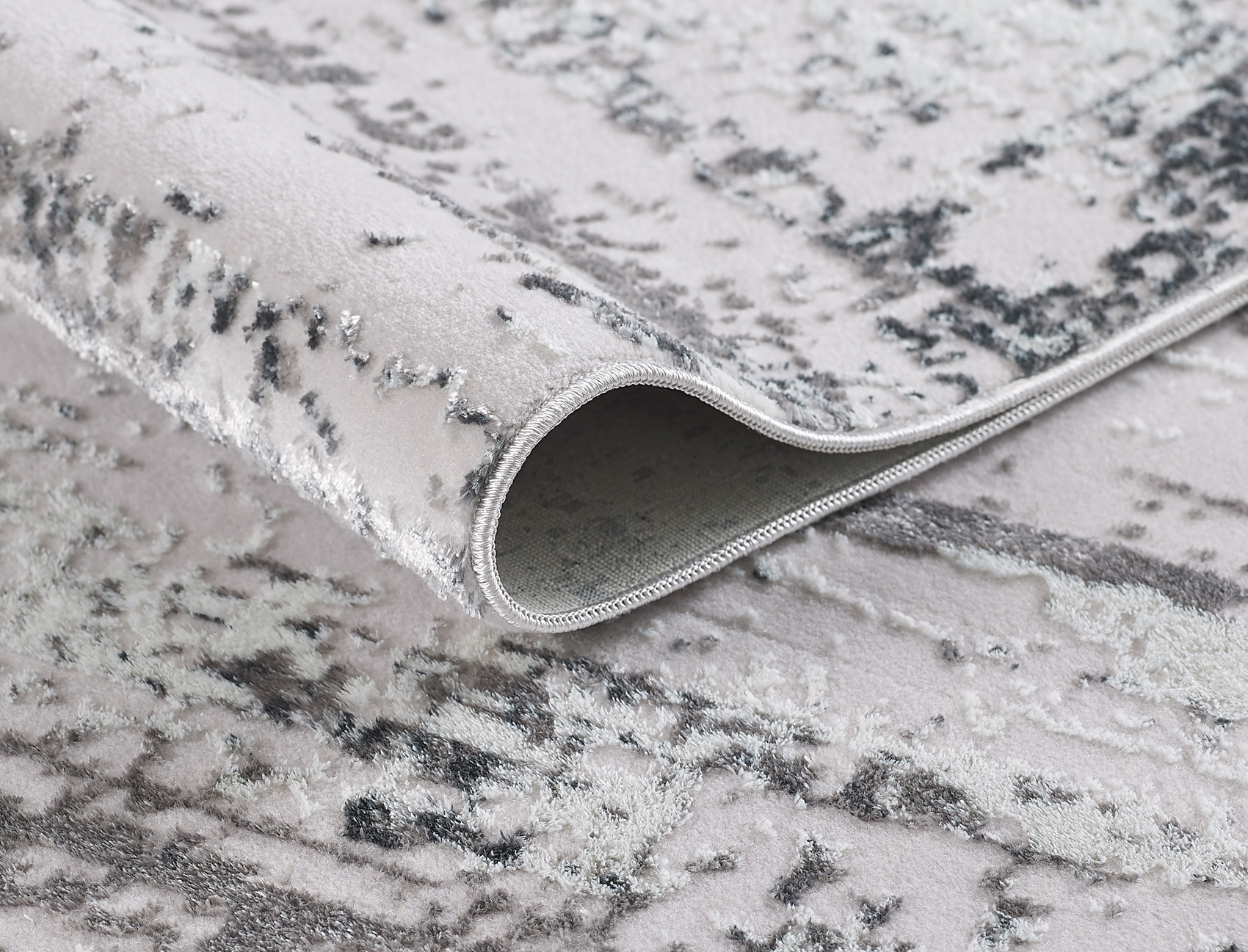 8" X 11" Black and Silver Abstract Washable Non Skid Area Rug