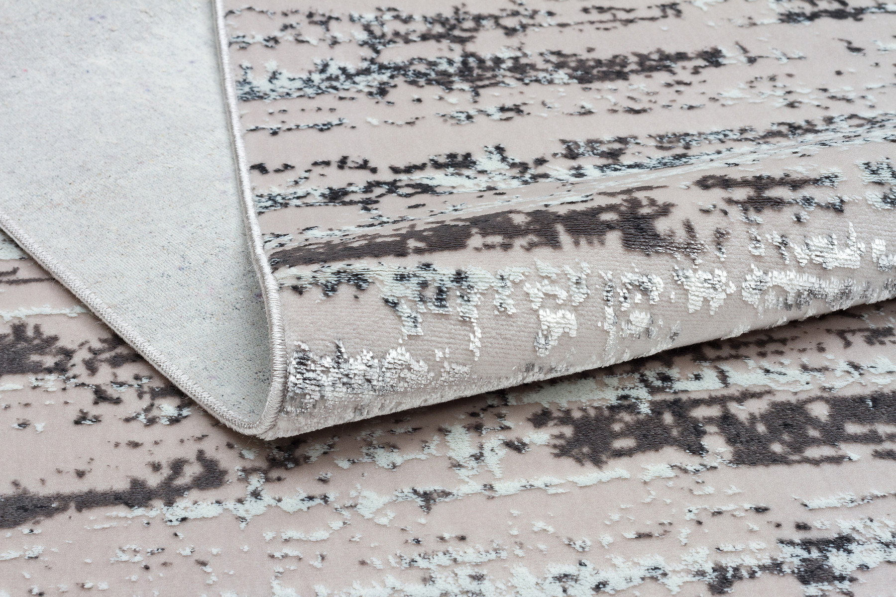 8" X 11" Black and Silver Abstract Washable Non Skid Area Rug