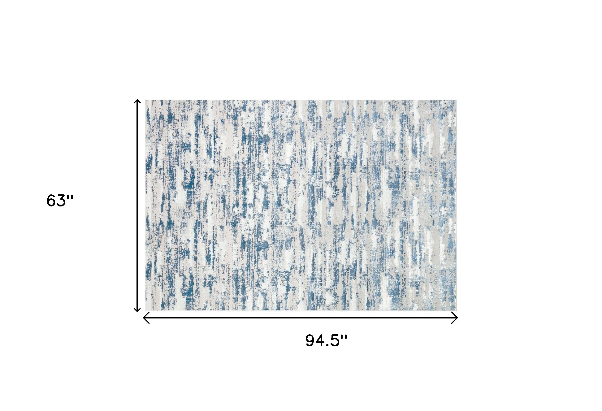 5" X 8" Blue and White Abstract Washable Non Skid Area Rug
