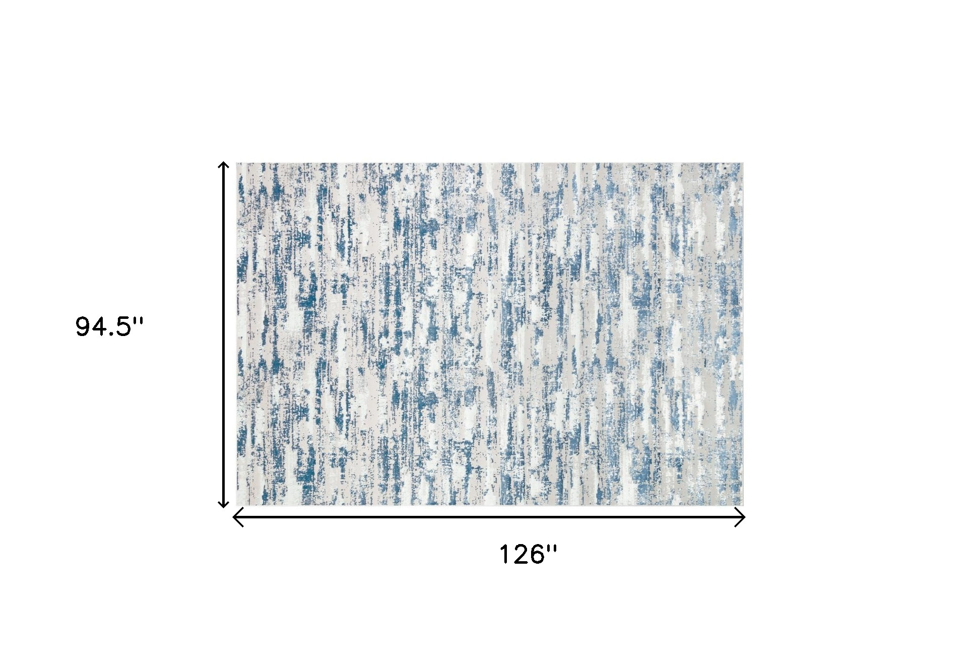 8" X 11" Blue and White Abstract Washable Non Skid Area Rug
