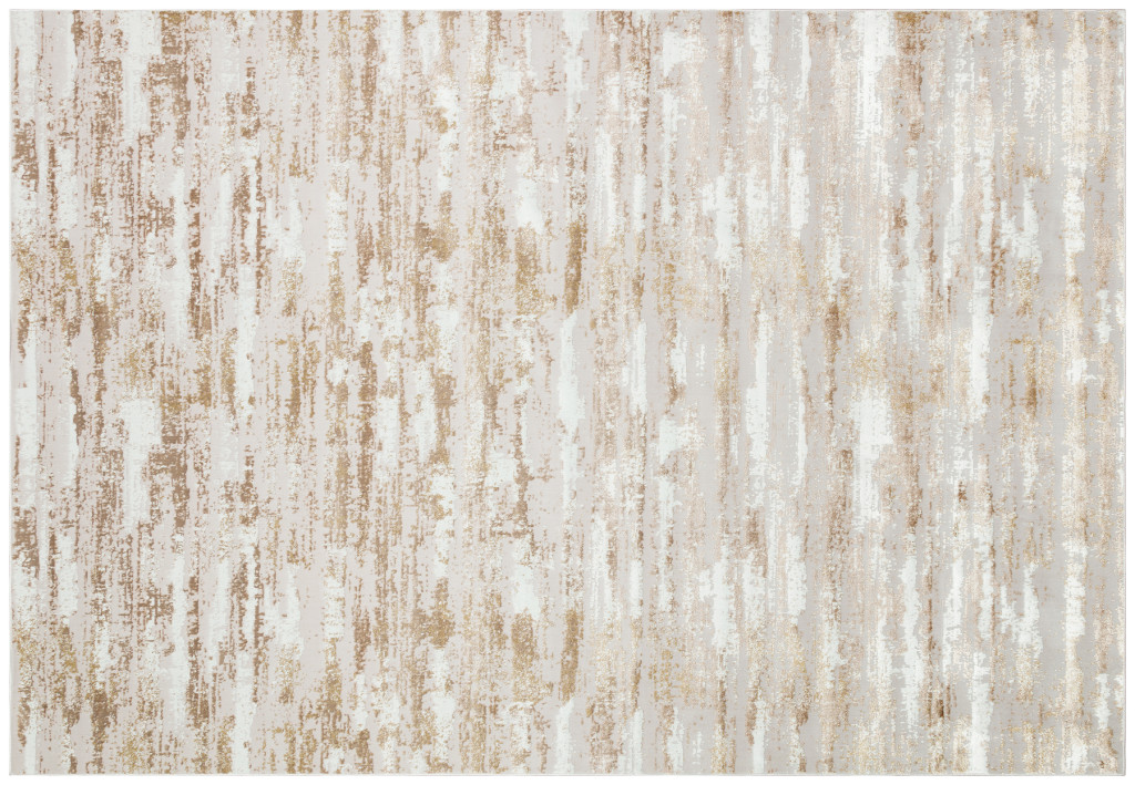 5" X 8" Brown and Ivory Abstract Washable Non Skid Area Rug