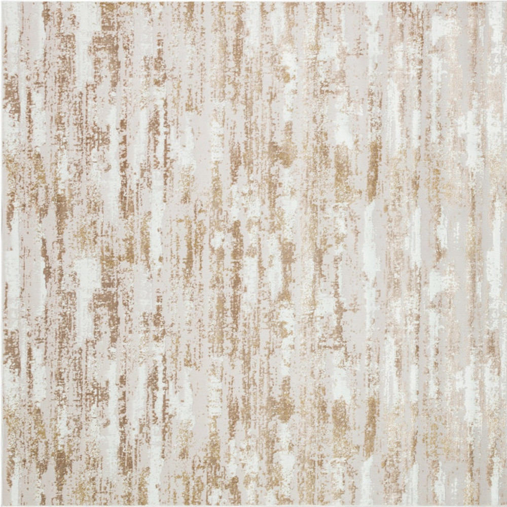 5" X 8" Brown and Ivory Abstract Washable Non Skid Area Rug