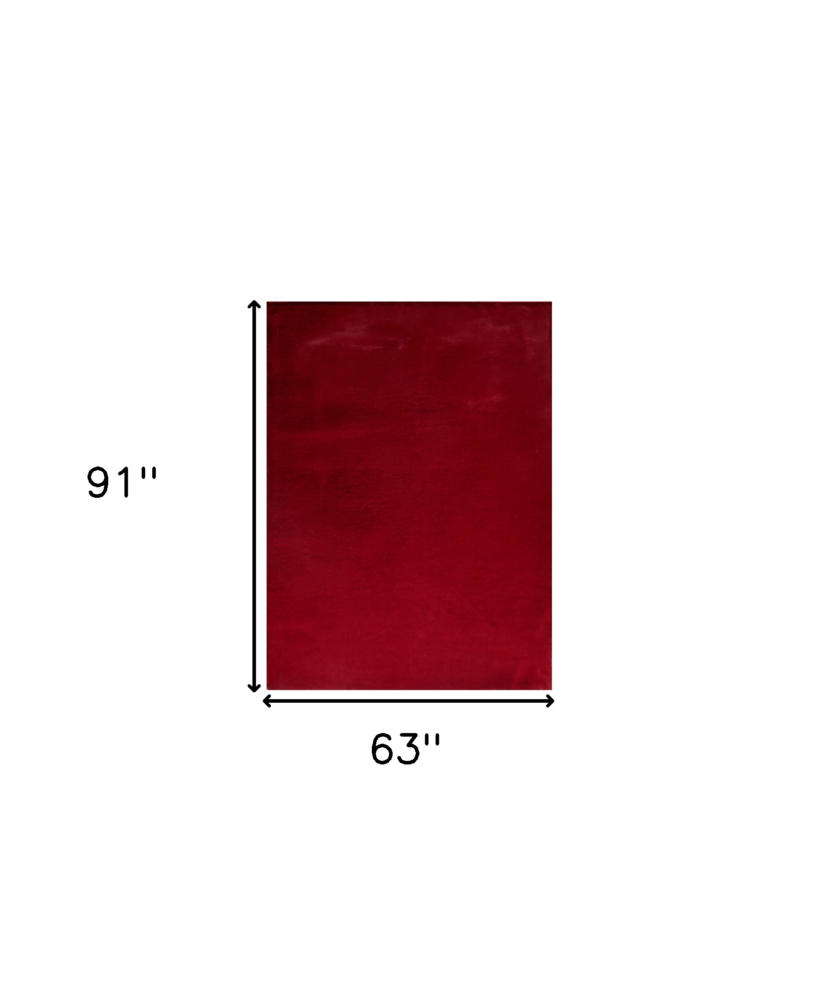 5" X 8" Red Faux Fur Shag Washable Non Skid Area Rug