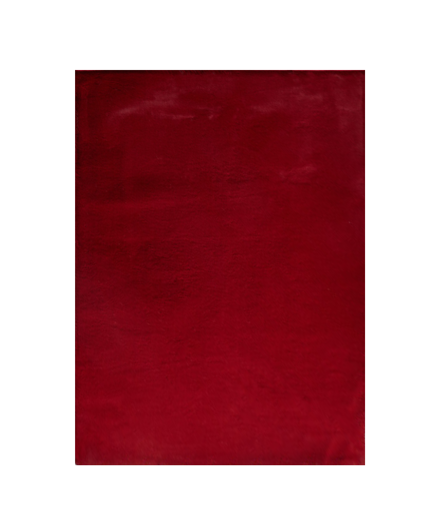 5" X 8" Red Faux Fur Shag Washable Non Skid Area Rug