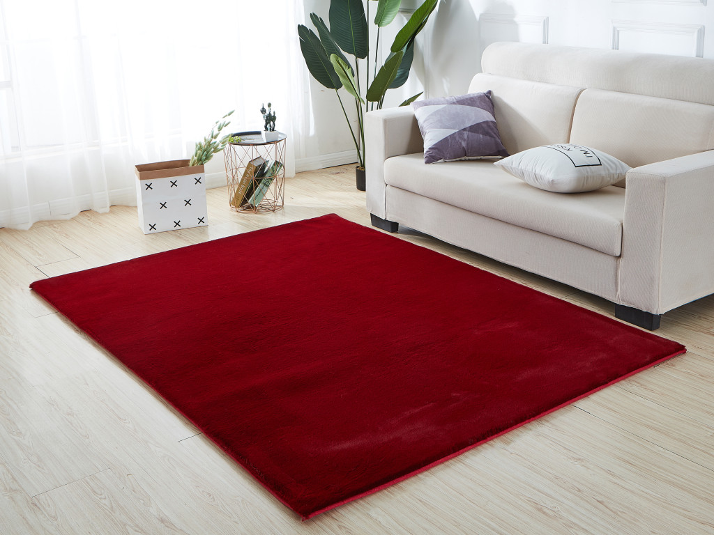 7" X 10" Burgundy FauX Fur Shag Non Skid Area Rug