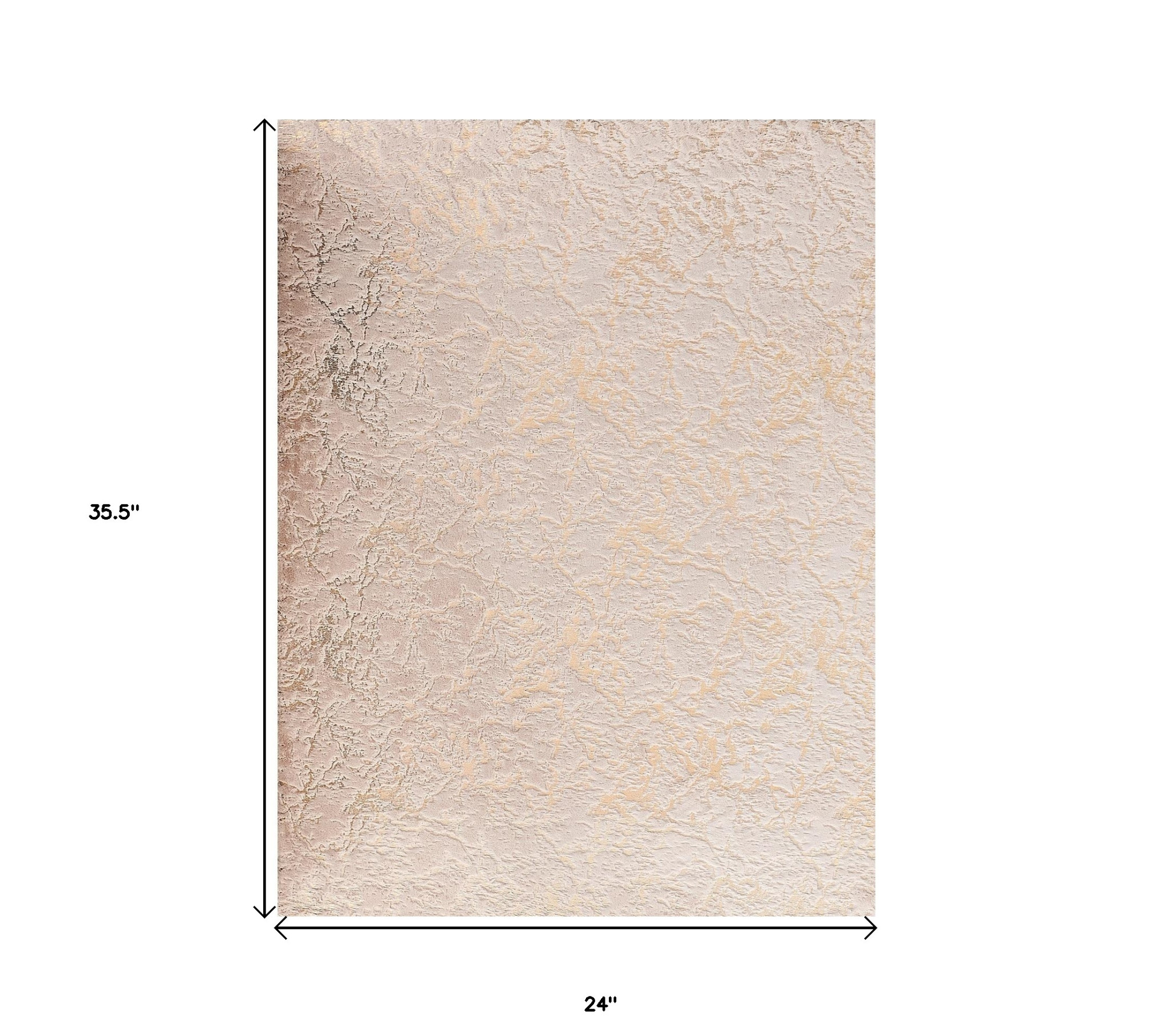 2" X 3" Beige and Gold Faux Fur Abstract Shag Non Skid Area Rug