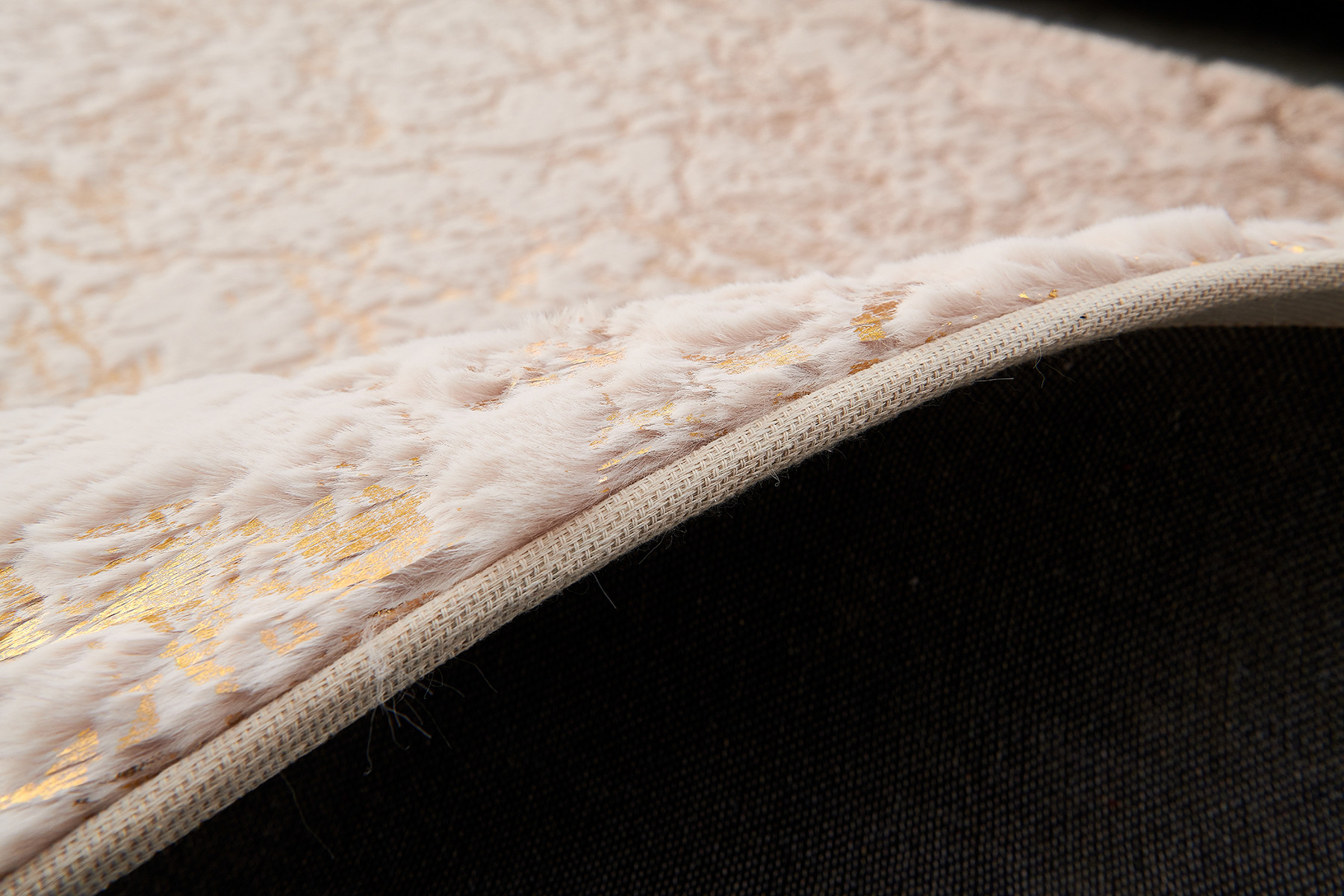 2" X 3" Beige and Gold Faux Fur Abstract Shag Non Skid Area Rug