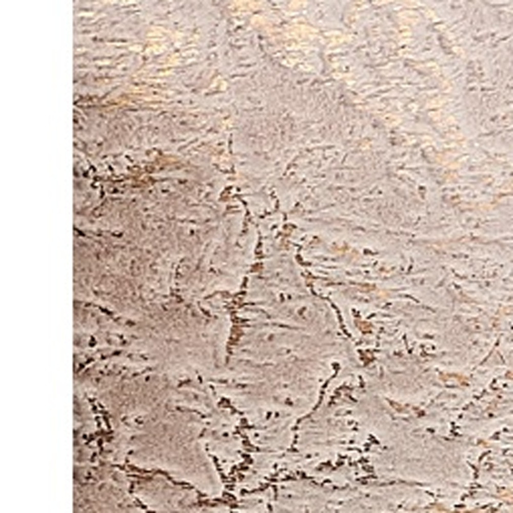 3" X 5" Beige and Gold Faux Fur Abstract Shag Non Skid Area Rug