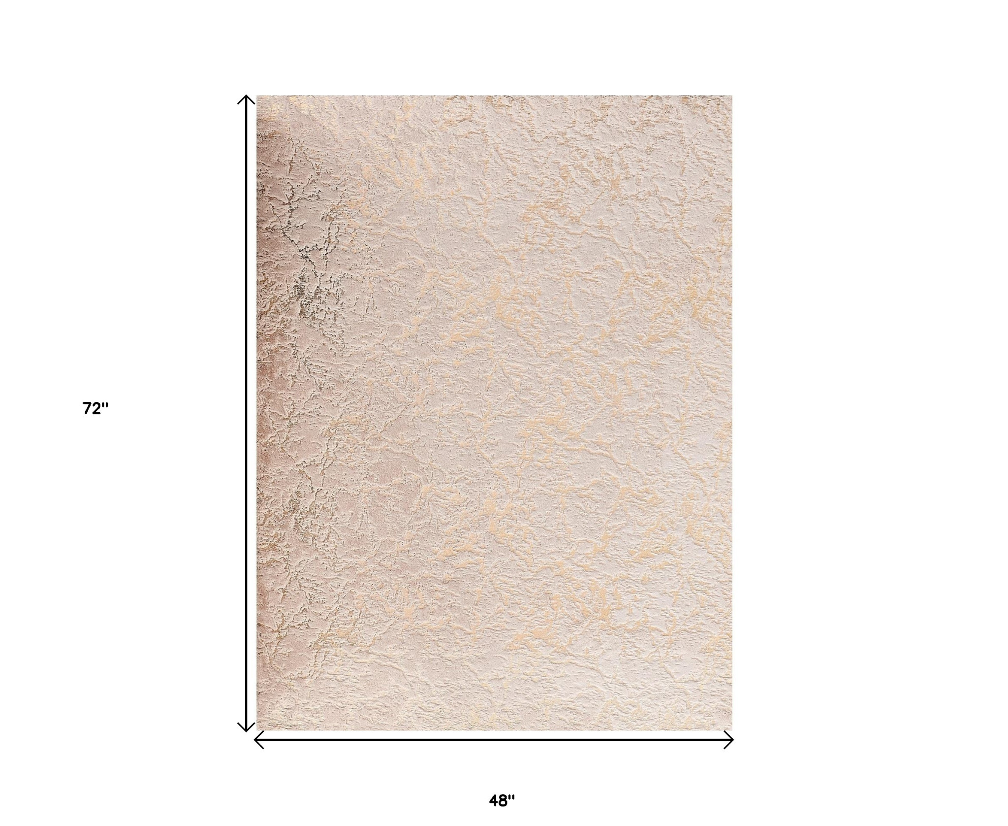 4" X 6" Beige and Gold Faux Fur Abstract Shag Non Skid Area Rug