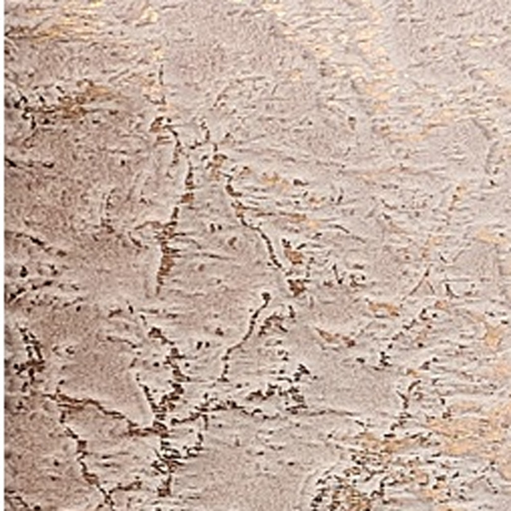 4" X 6" Beige and Gold Faux Fur Abstract Shag Non Skid Area Rug