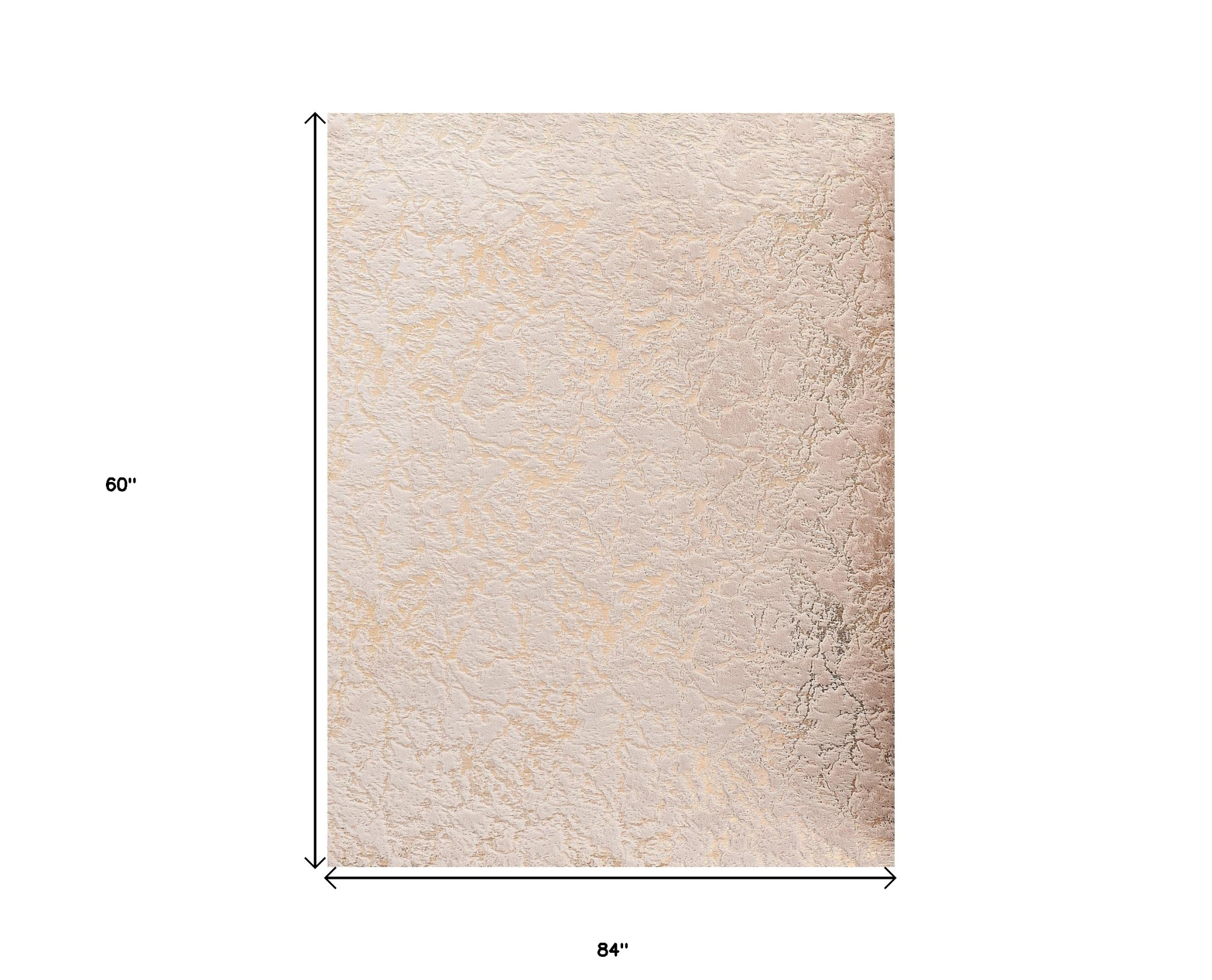 5" X 7" Beige and Gold Faux Fur Abstract Shag Non Skid Area Rug
