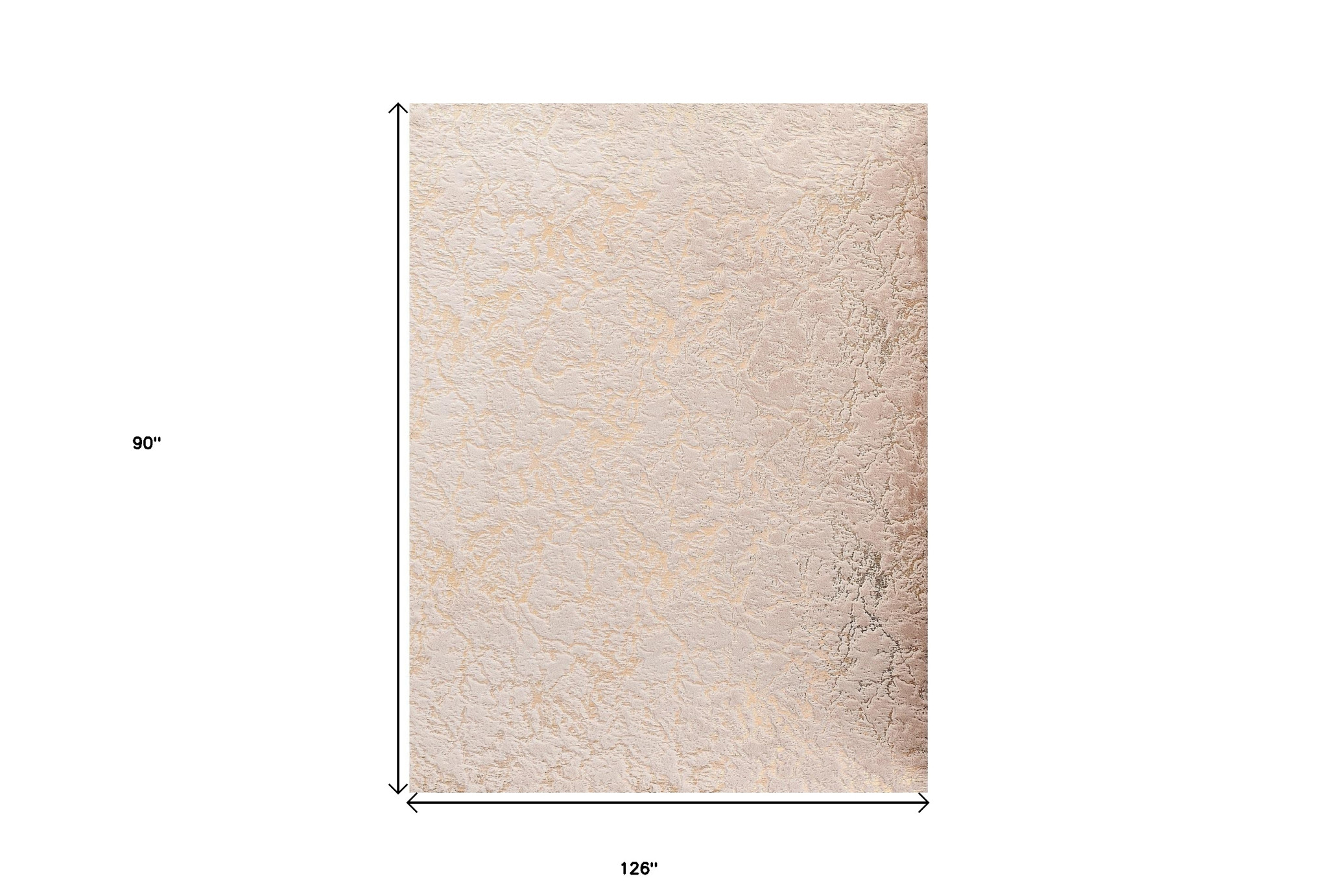 8" X 11" Beige and Gold Faux Fur Abstract Shag Non Skid Area Rug