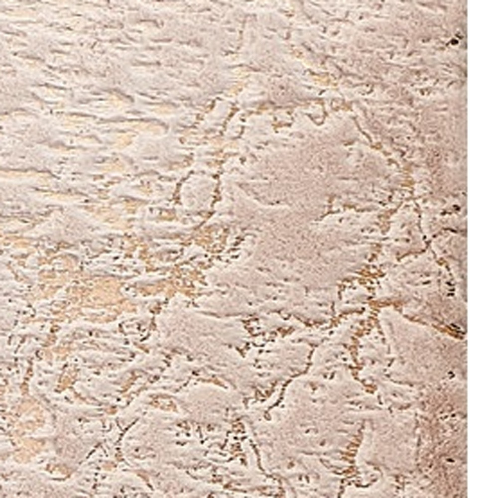 8" X 11" Beige and Gold Faux Fur Abstract Shag Non Skid Area Rug