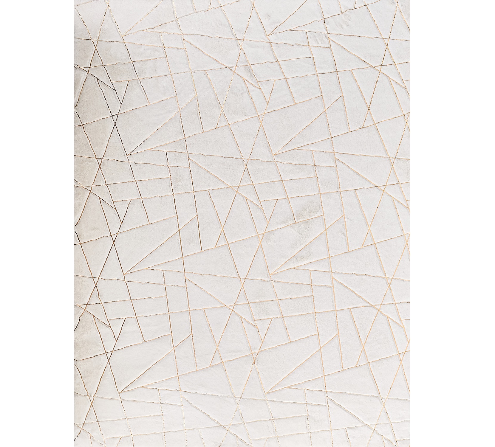 5" X 7" White and Gold Faux Fur Abstract Shag Non Skid Area Rug