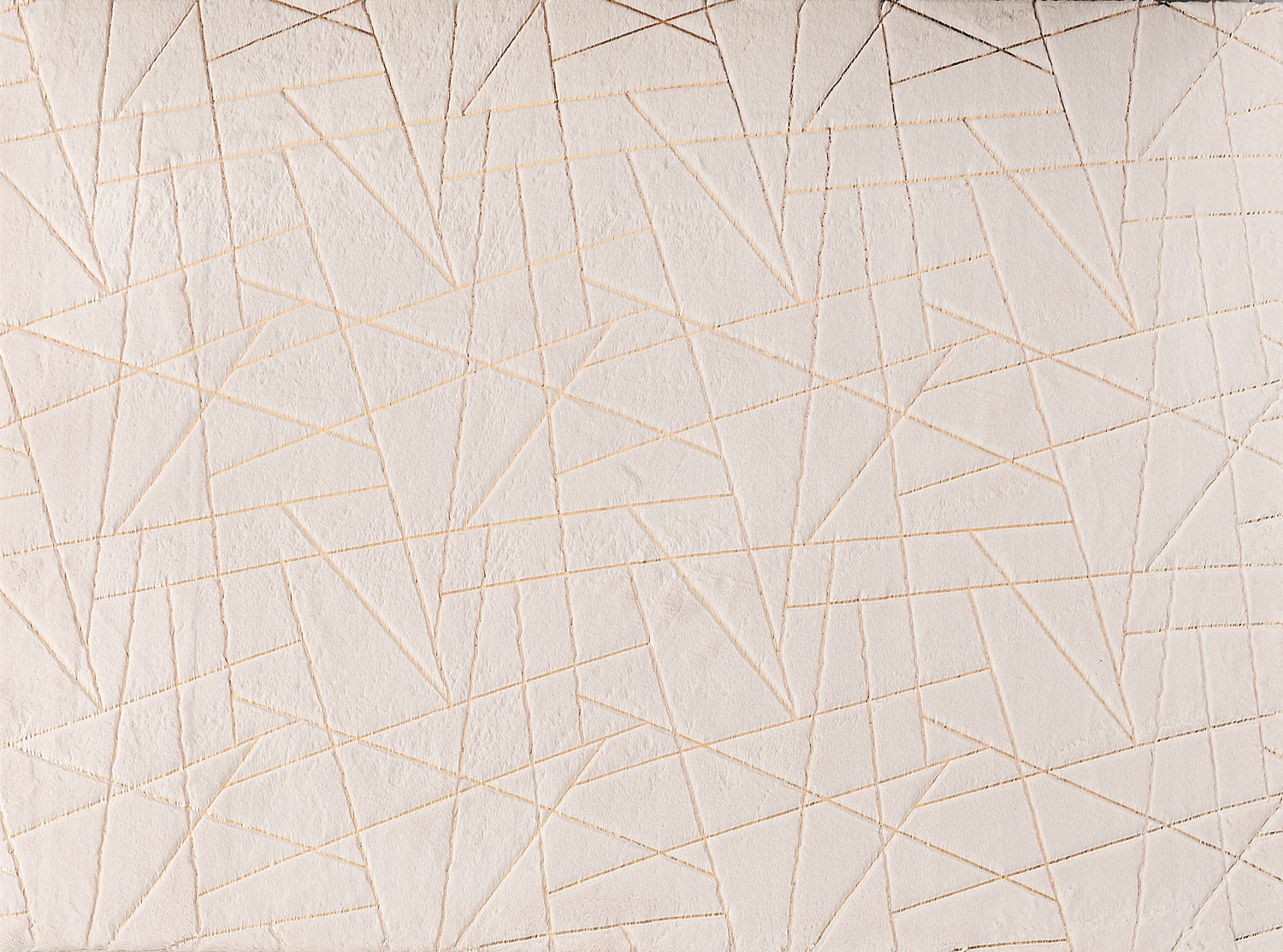 2" X 3" Beige and Gold Faux Fur Abstract Shag Non Skid Area Rug