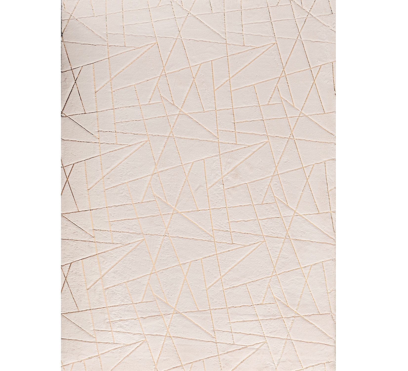 2" X 3" Beige and Gold Faux Fur Abstract Shag Non Skid Area Rug