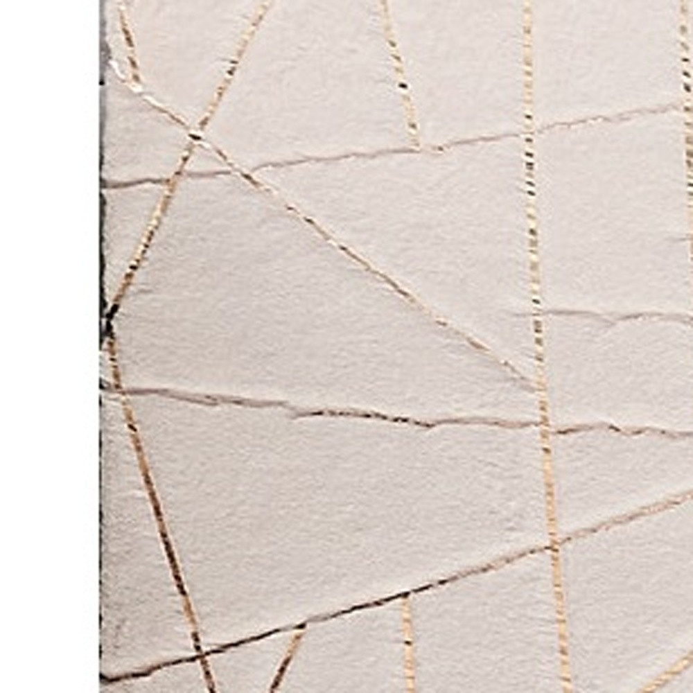 2" X 3" Beige and Gold Faux Fur Abstract Shag Non Skid Area Rug