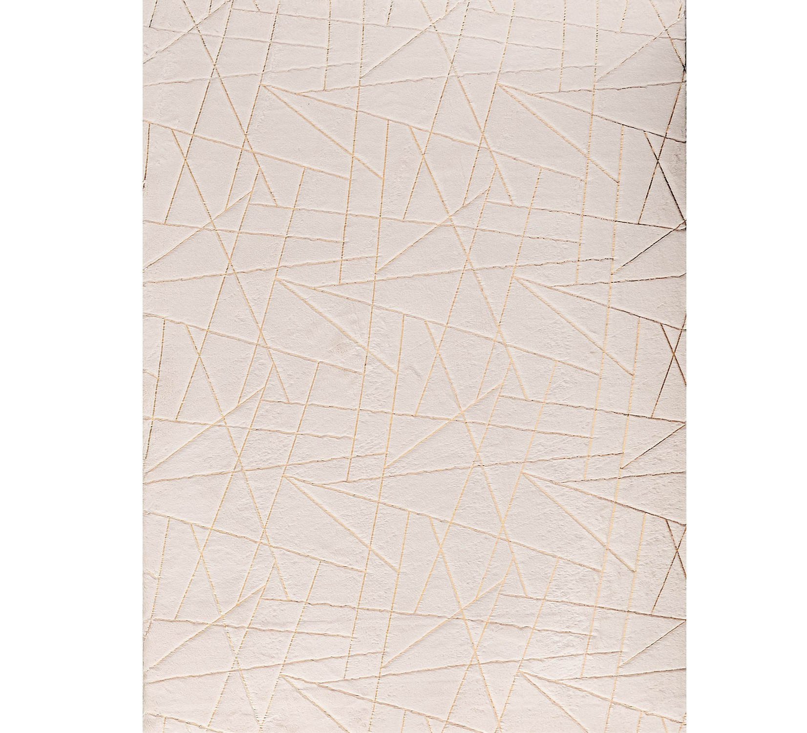 3" X 5" Beige and Gold Faux Fur Abstract Shag Non Skid Area Rug