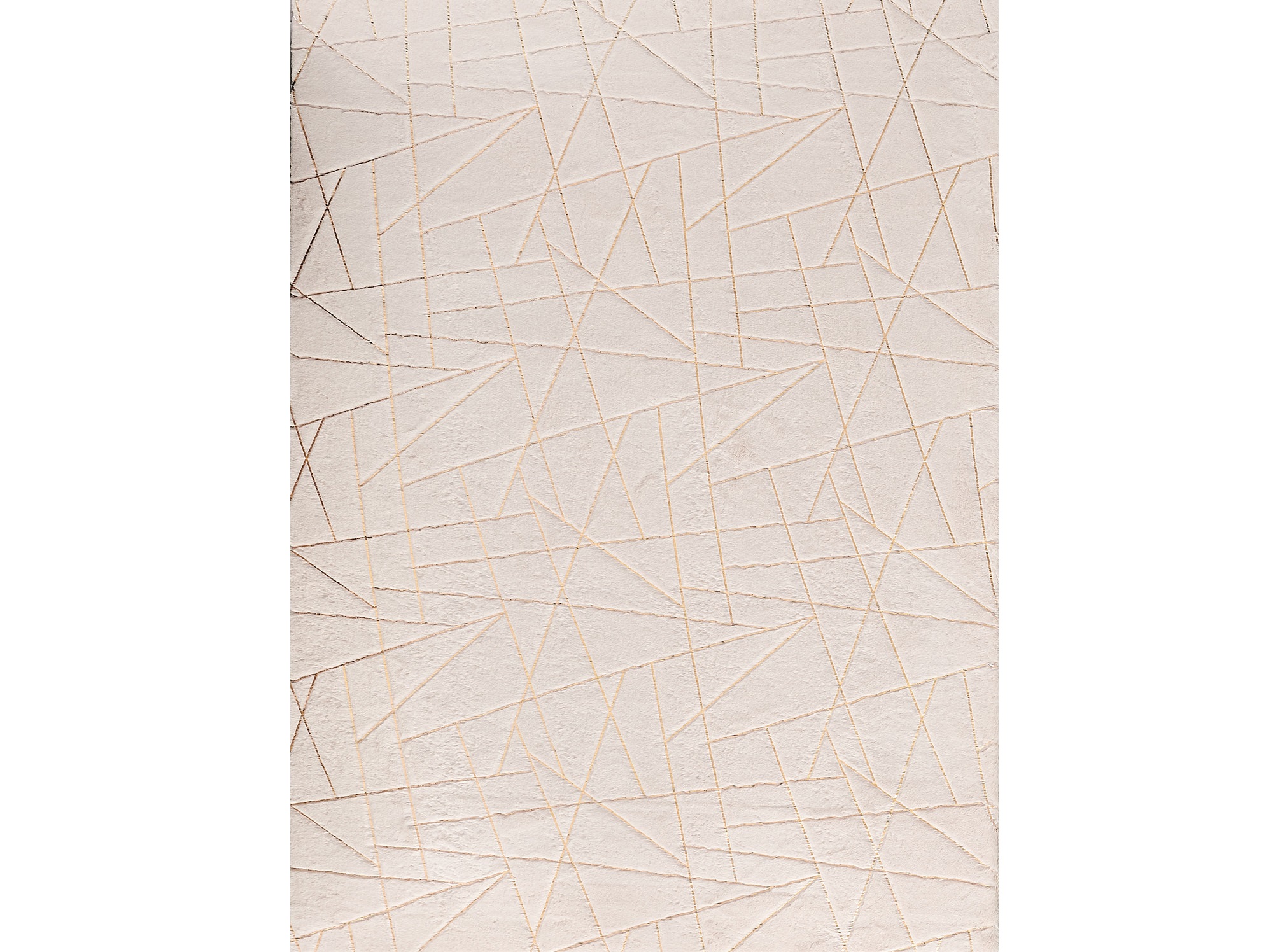 4" X 6" Beige and Gold Faux Fur Abstract Shag Non Skid Area Rug