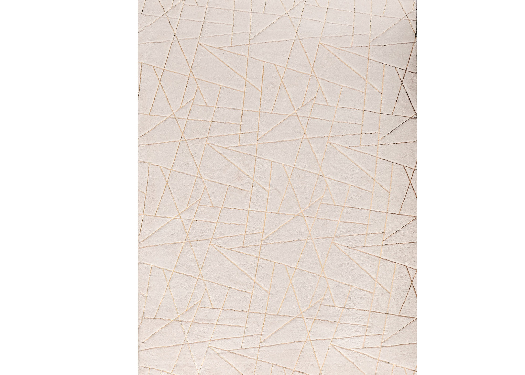 6" X 9" Beige and Gold Faux Fur Abstract Shag Non Skid Area Rug