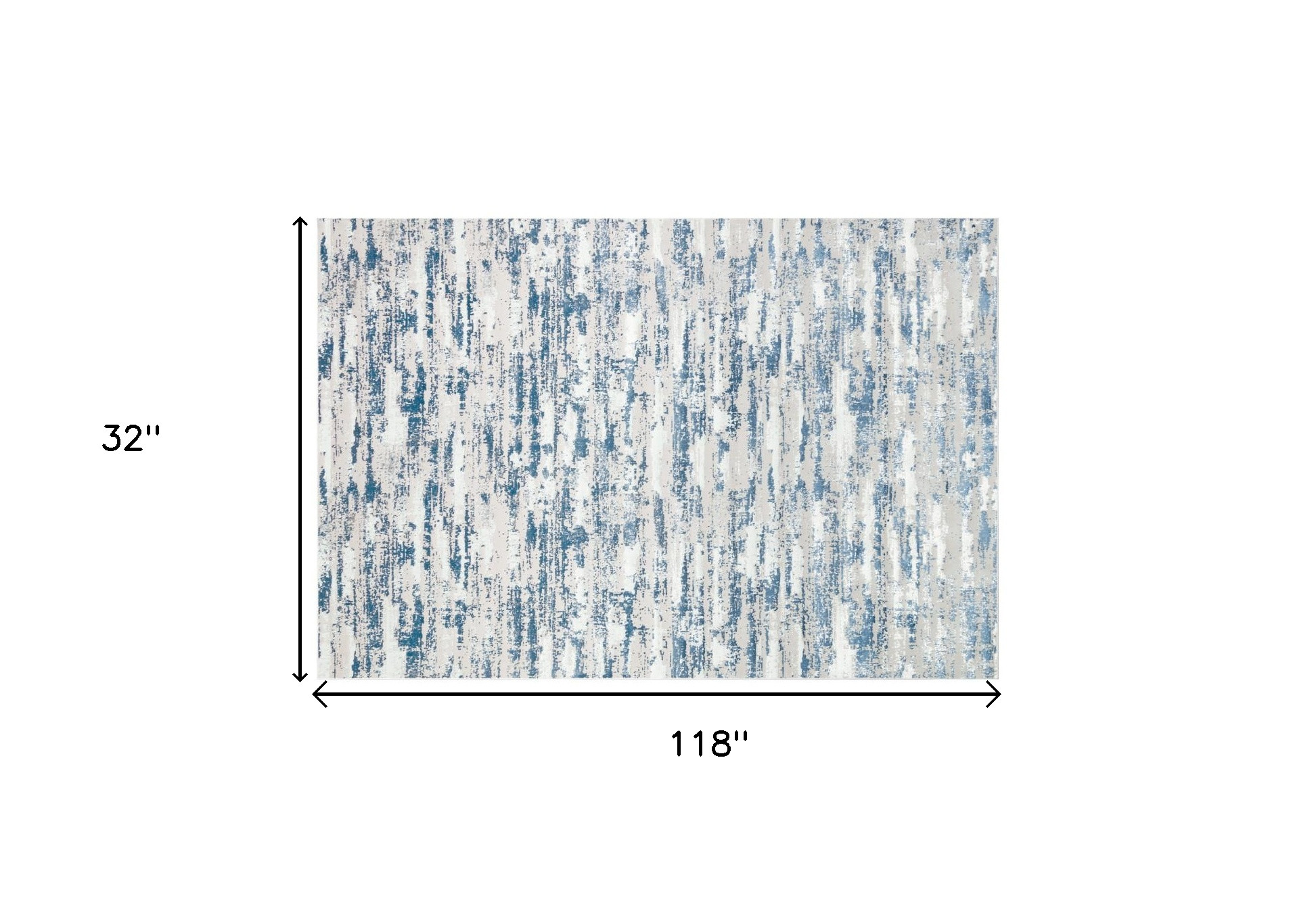 10" Blue and Ivory Abstract Washable Non Skid Area Rug
