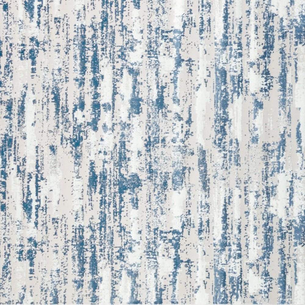 10" Blue and Ivory Abstract Washable Non Skid Area Rug