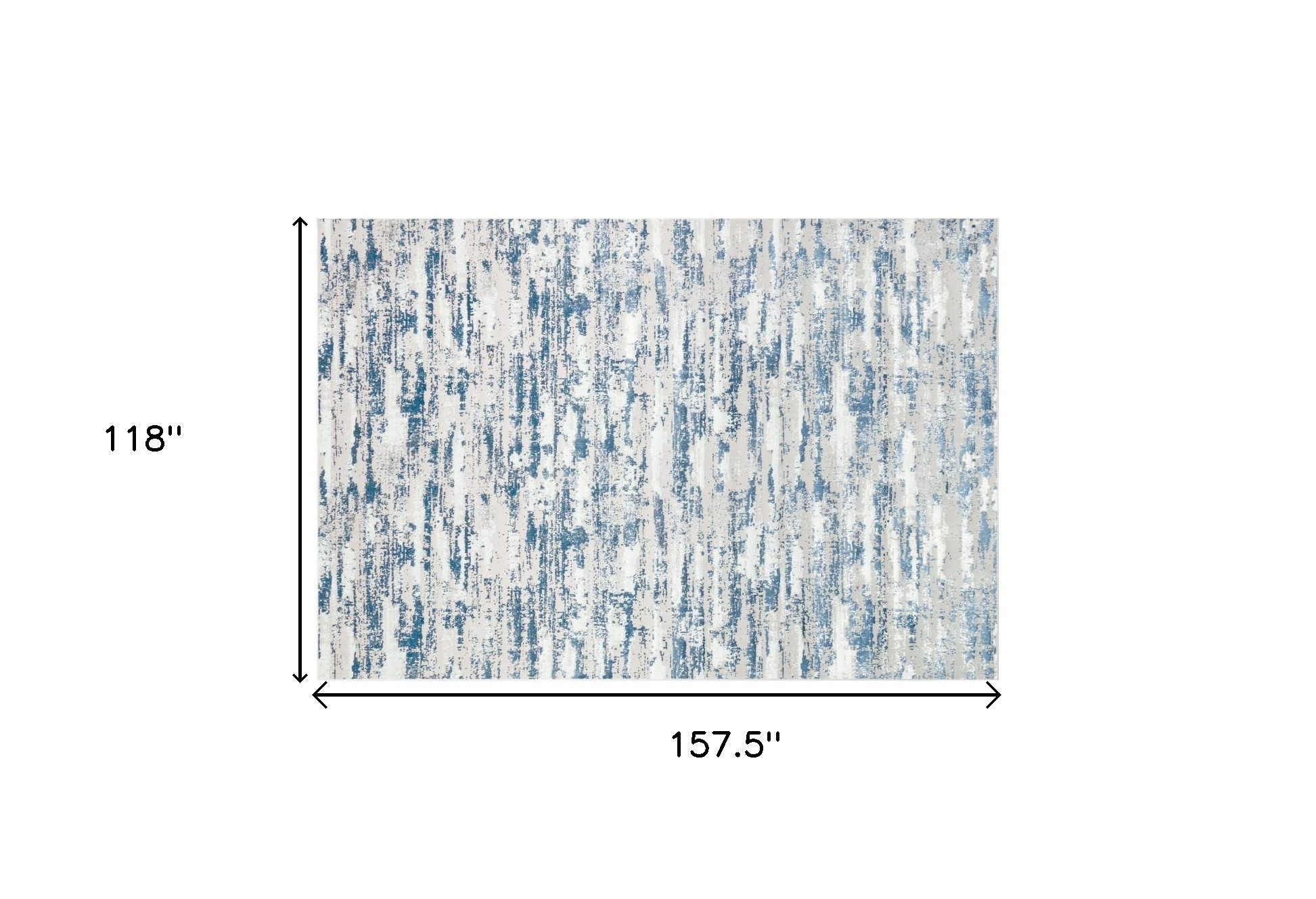 10" X 13" Blue and Ivory Abstract Washable Non Skid Area Rug