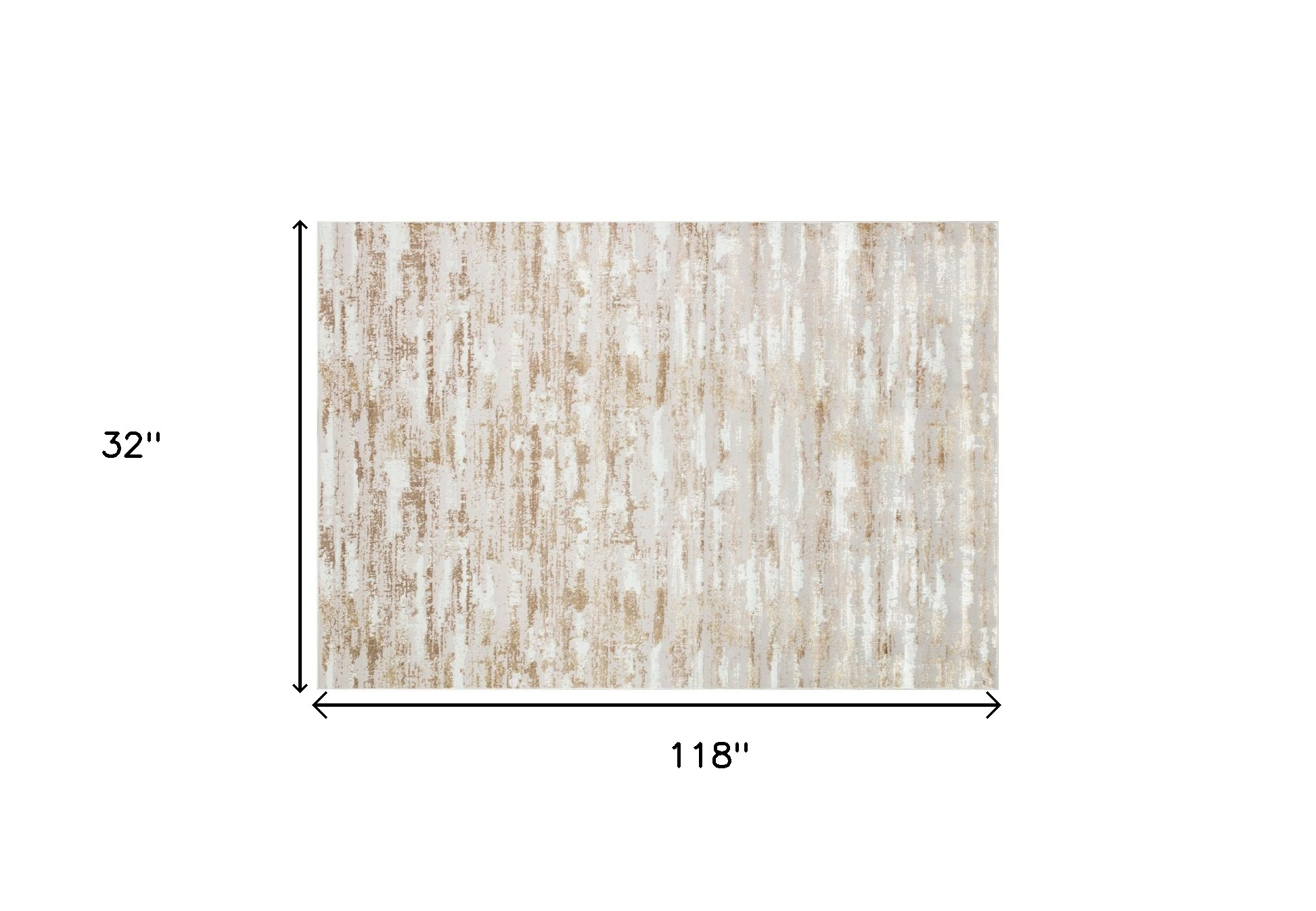 10" Gold and Ivory Abstract Washable Non Skid Area Rug