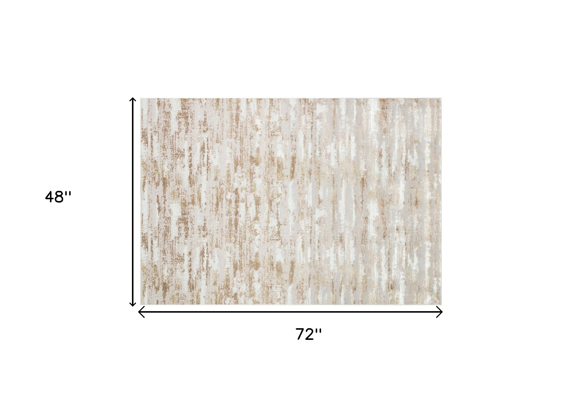 4" X 6" Gold and Ivory Abstract Washable Non Skid Area Rug
