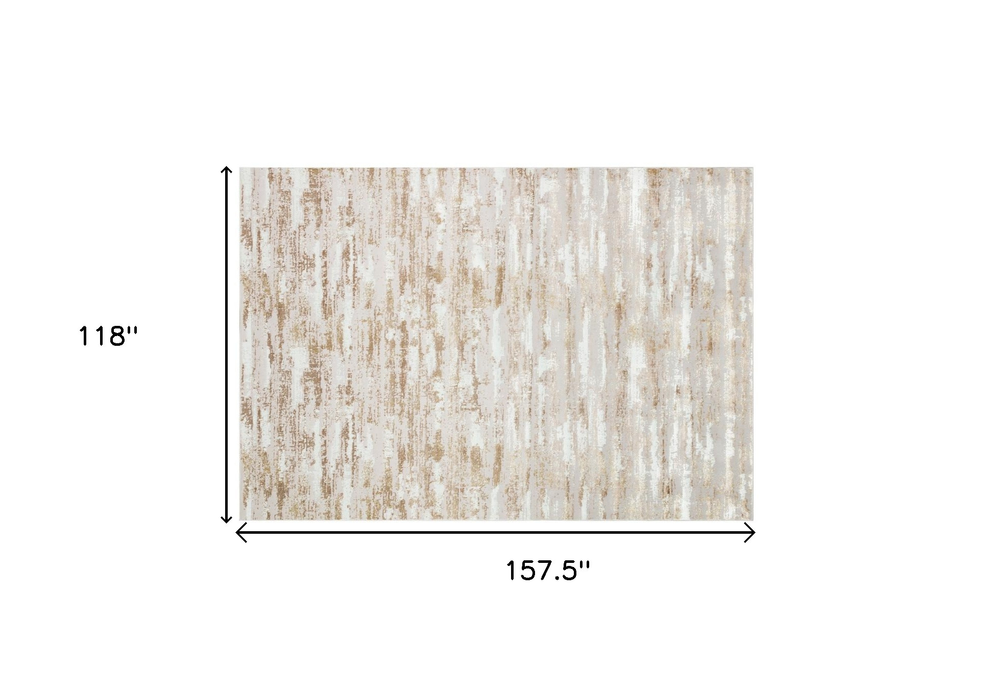 10" X 13" Gold and Ivory Abstract Washable Non Skid Area Rug