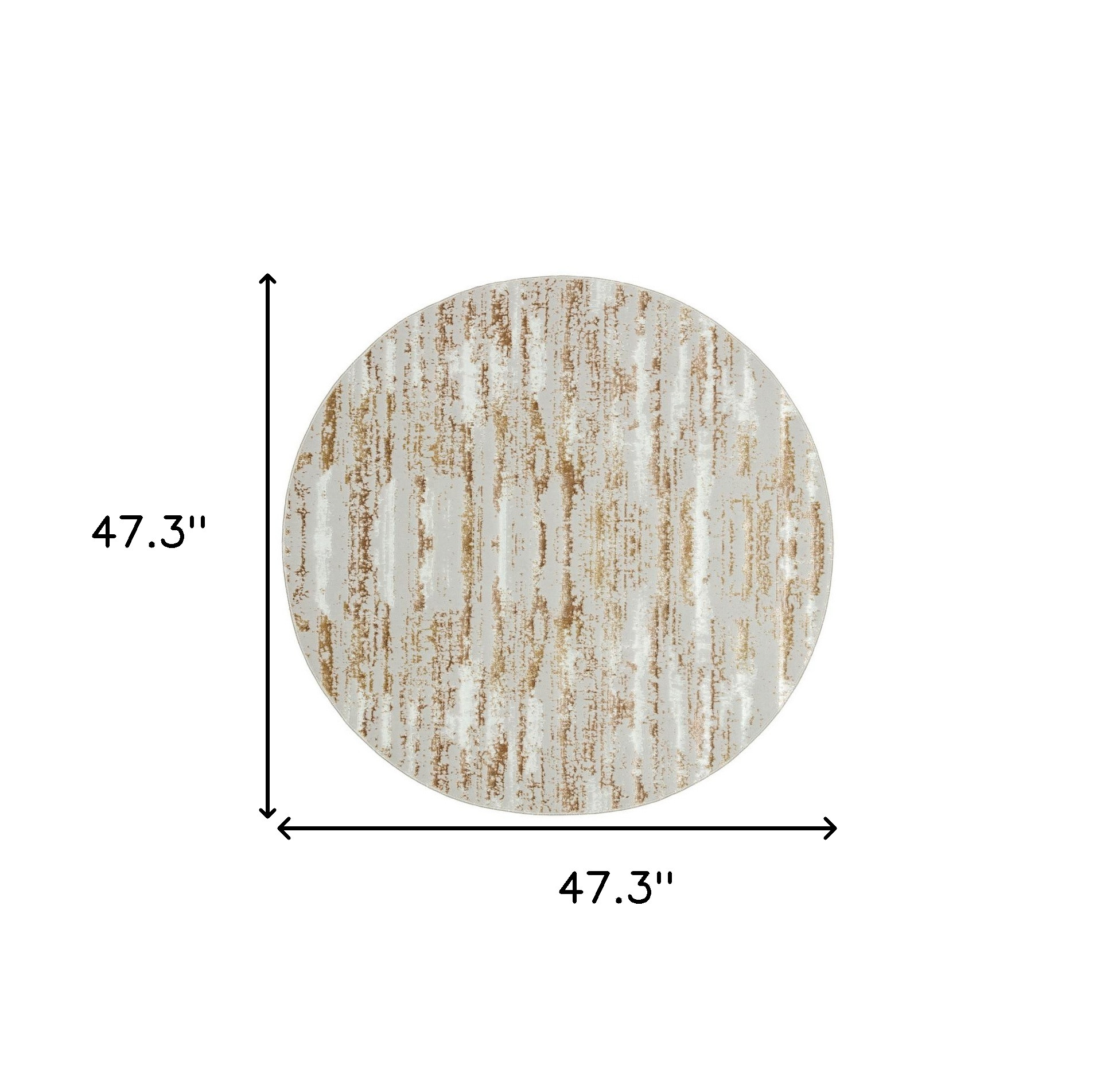 4" Gold and Ivory Round Abstract Washable Non Skid Area Rug
