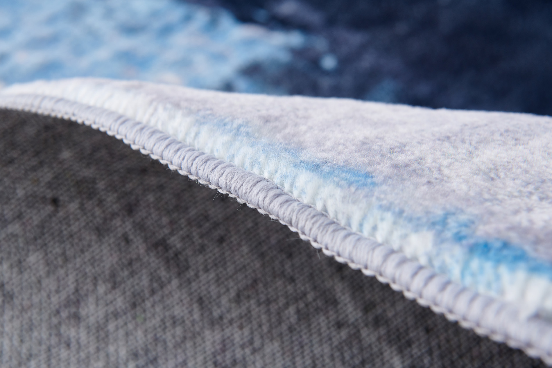 2" X 3" Blue and Yellow Abstract Printed Washable Non Skid Area Rug