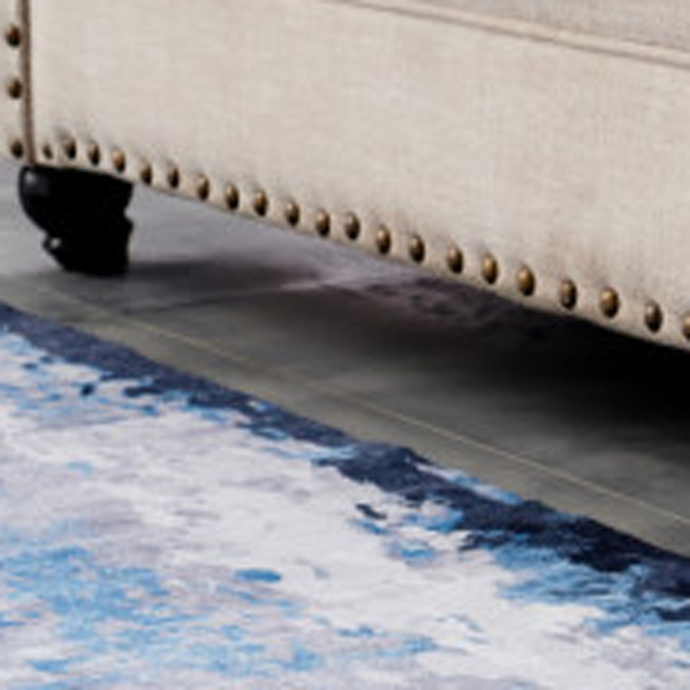 3" X 5" Blue and Yellow Abstract Printed Washable Non Skid Area Rug