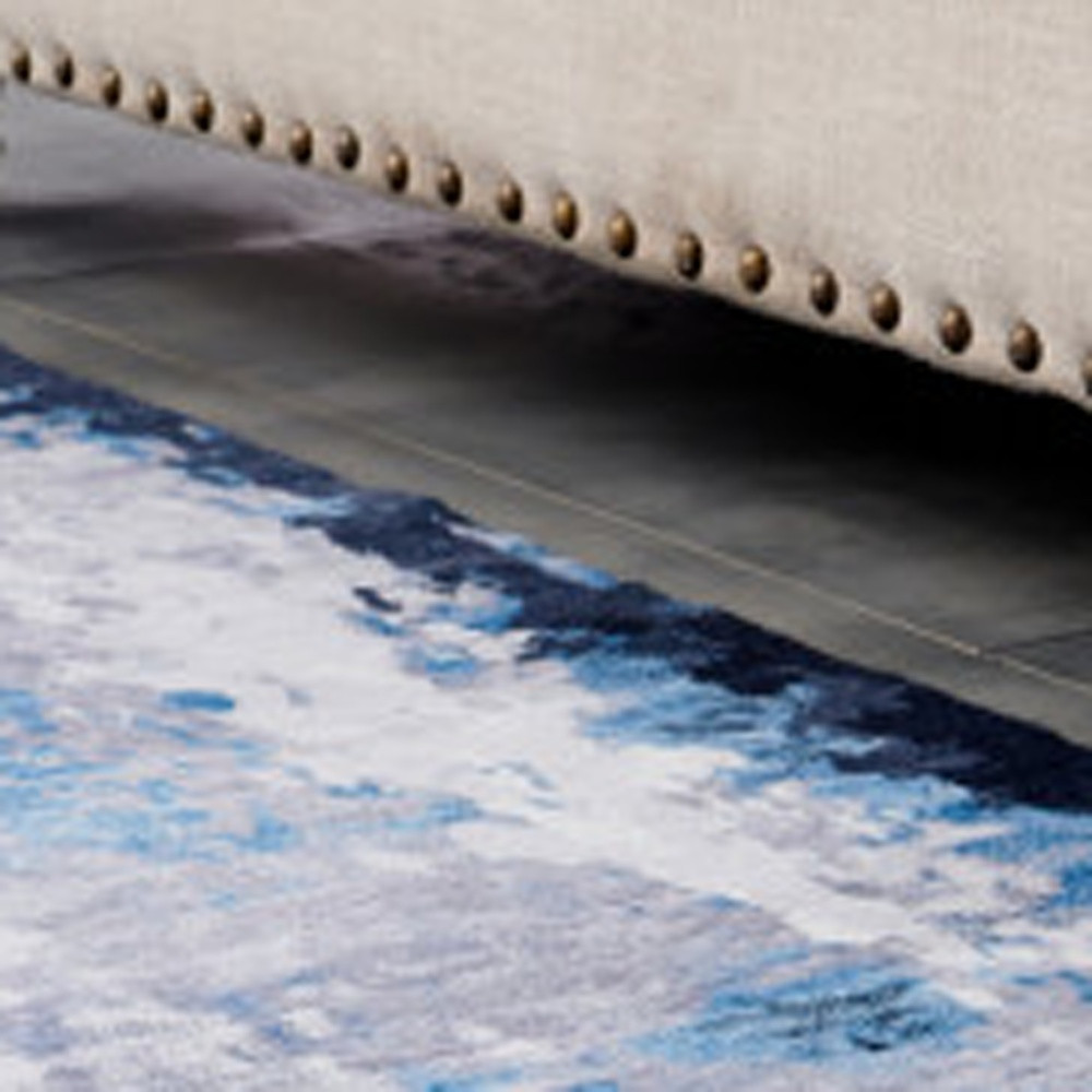 6" X 9" Blue and Yellow Abstract Printed Washable Non Skid Area Rug