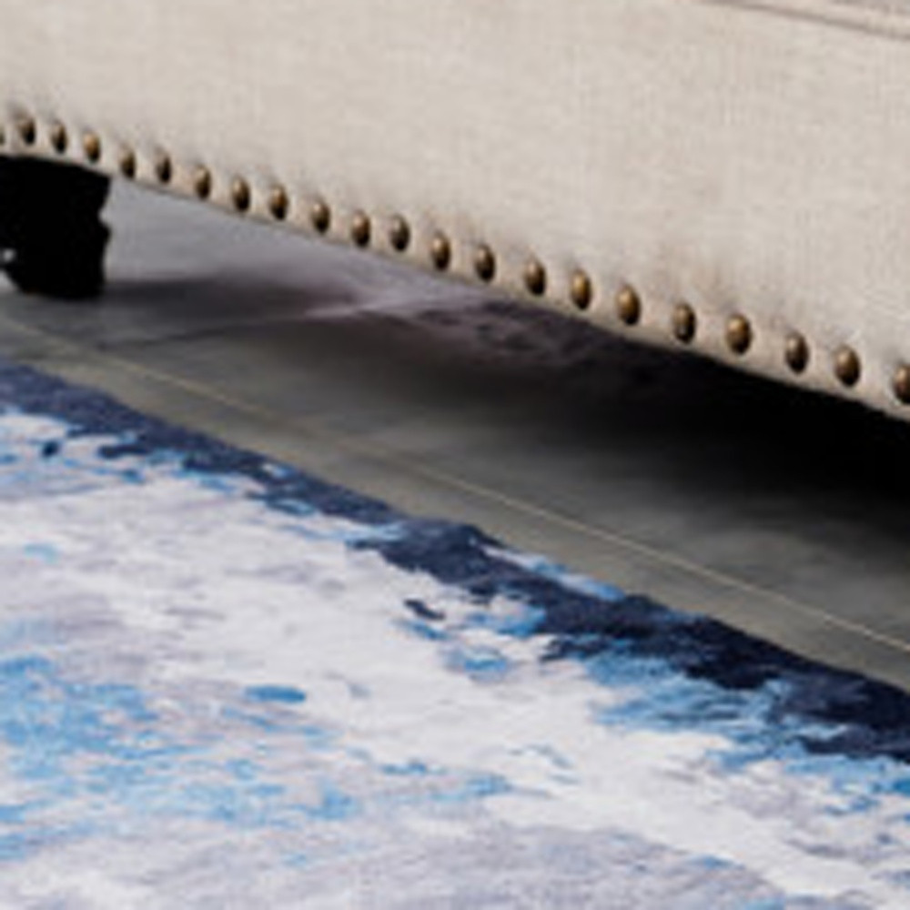 8" X 11" Blue and Yellow Abstract Printed Washable Non Skid Area Rug