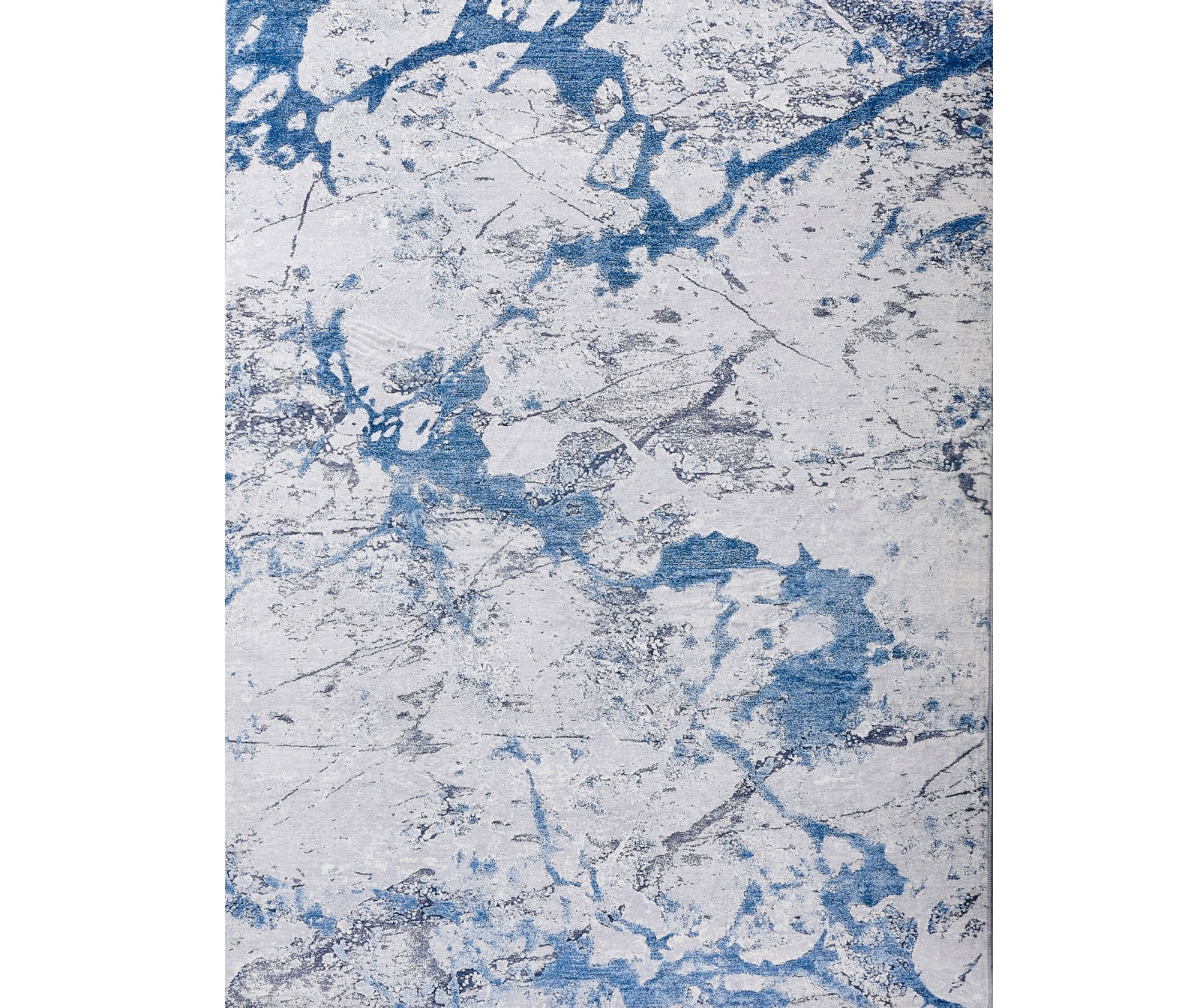6" X 9" Blue and Silver Abstract Printed Washable Non Skid Area Rug