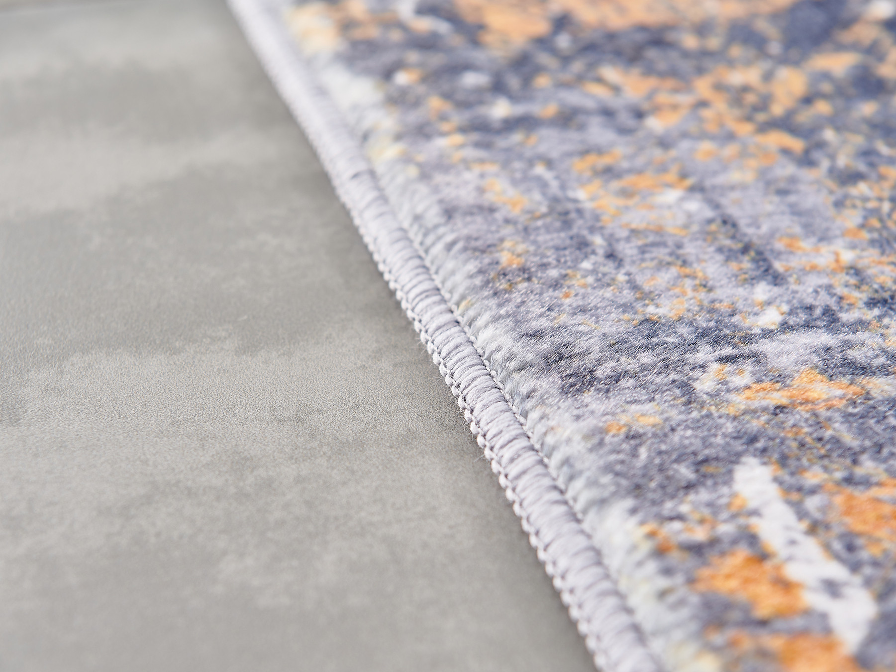 4" X 6" Blue and Silver Abstract Shag Printed Washable Non Skid Area Rug