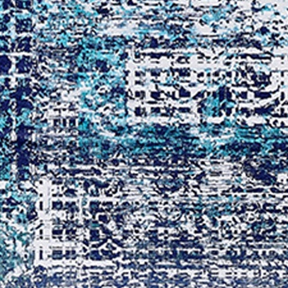 8" X 11" Blue and Silver Abstract Shag Washable Non Skid Area Rug