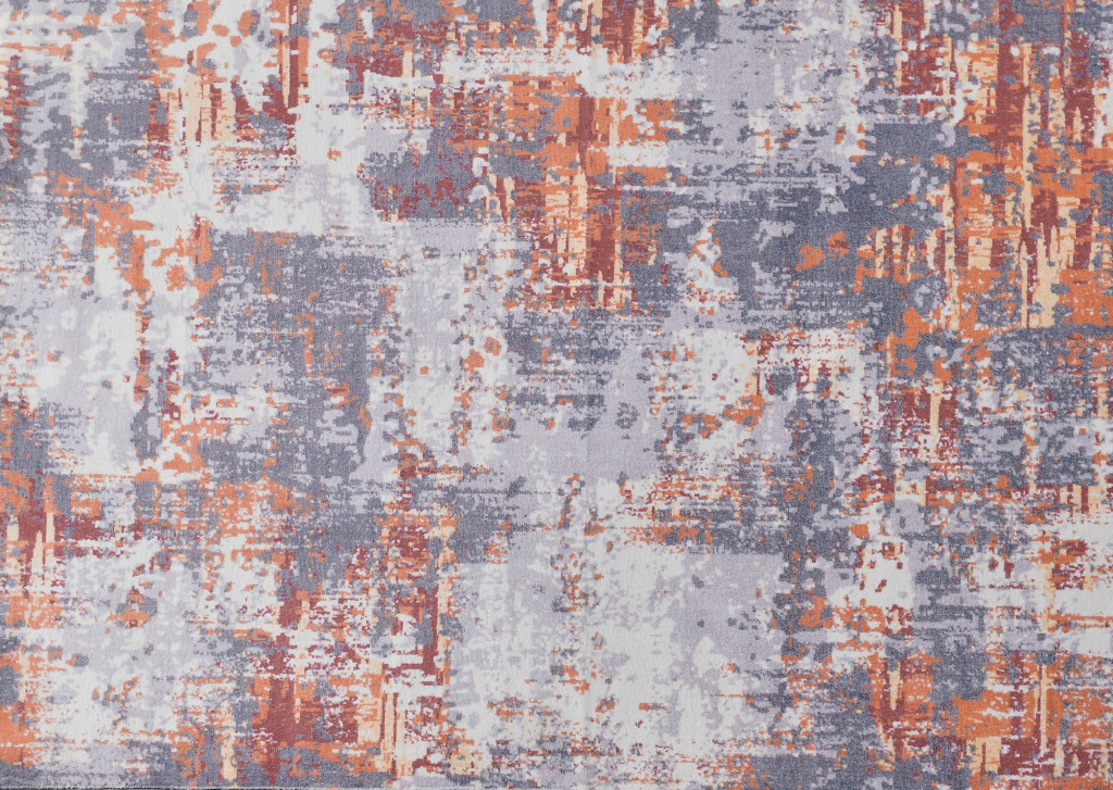 3" X 5" Gray and Brown Abstract Shag Printed Washable Non Skid Area Rug
