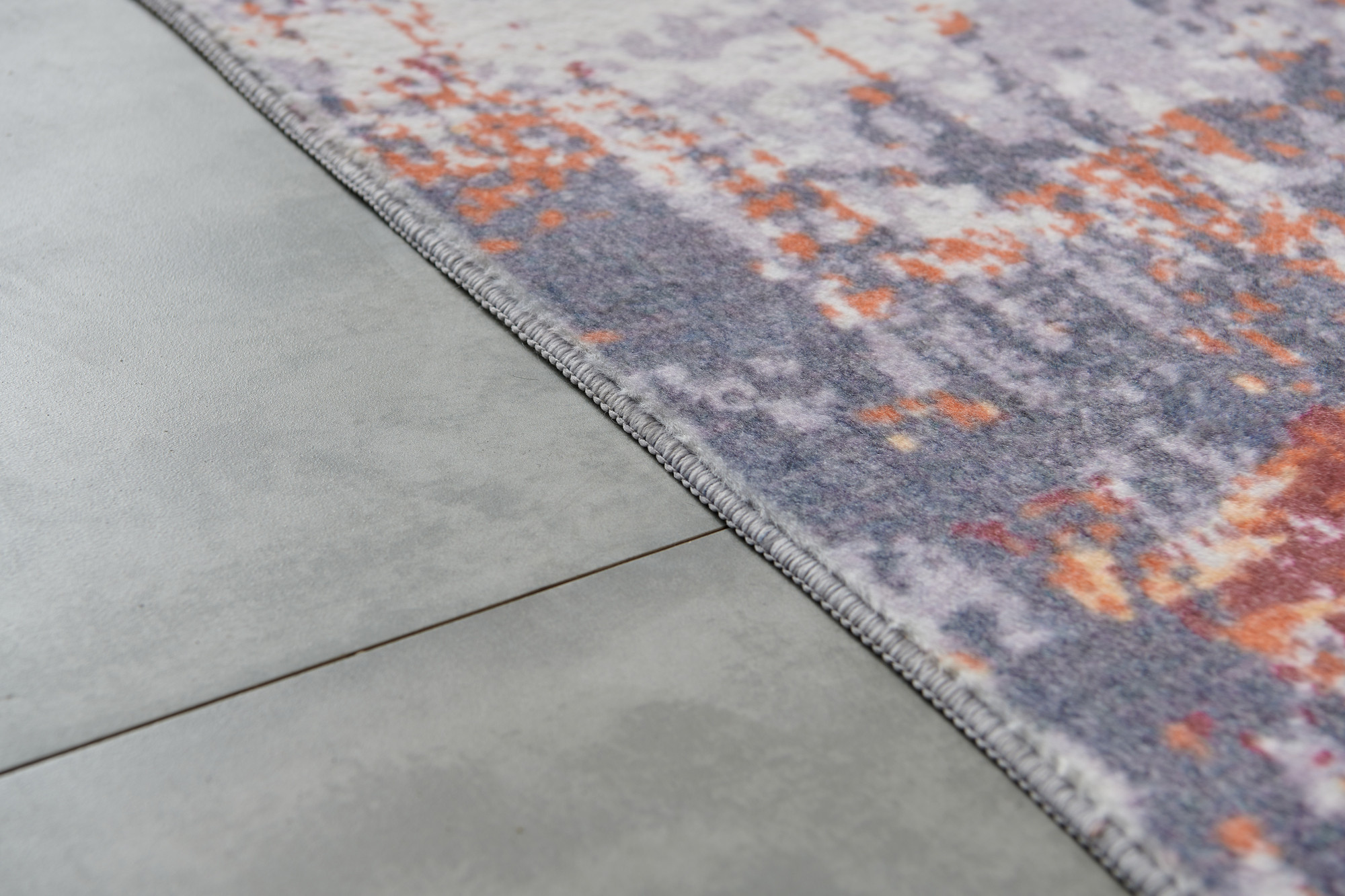 4" X 6" Gray and Brown Abstract Shag Printed Washable Non Skid Area Rug