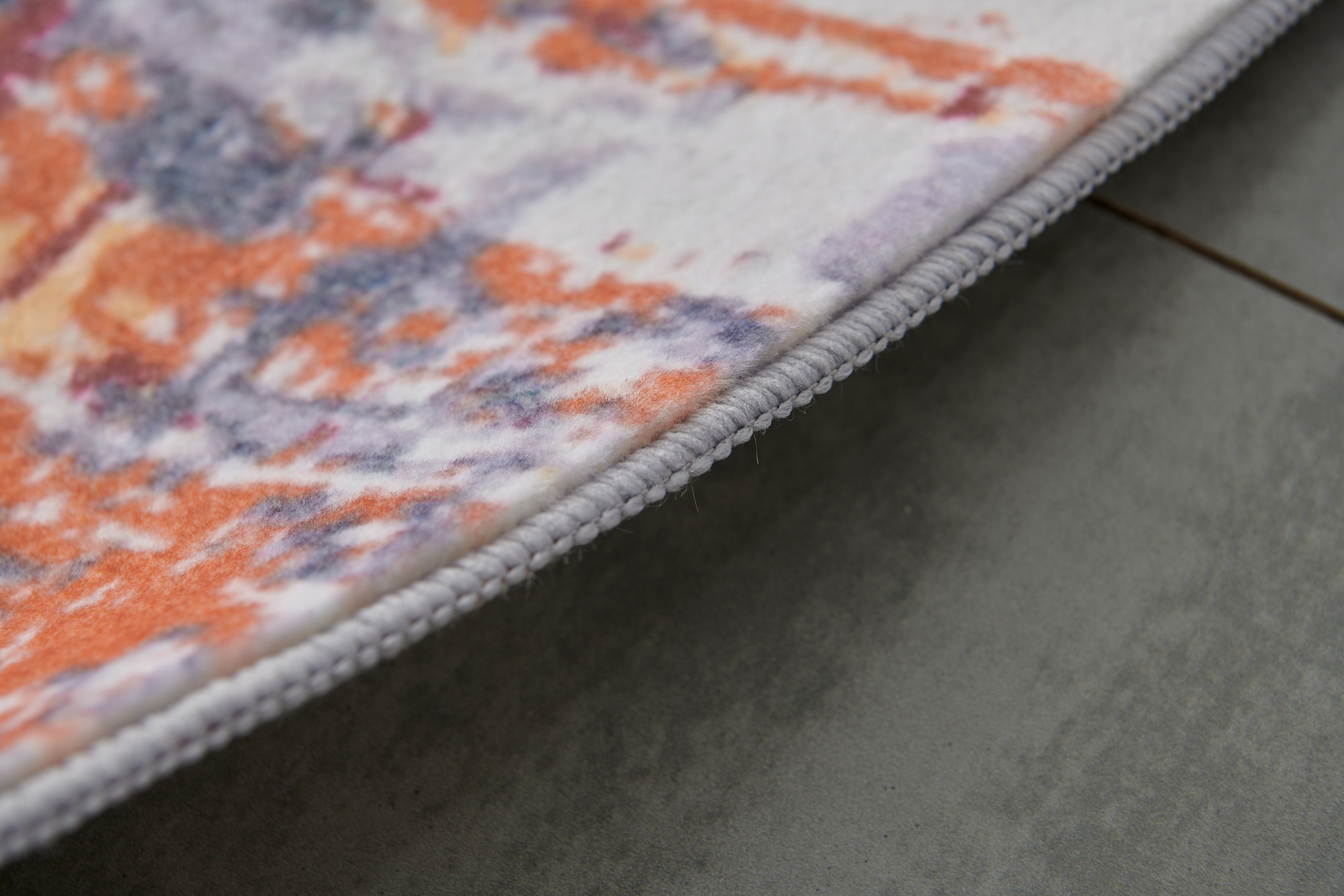 6" X 9" Gray and Brown Abstract Shag Printed Washable Non Skid Area Rug