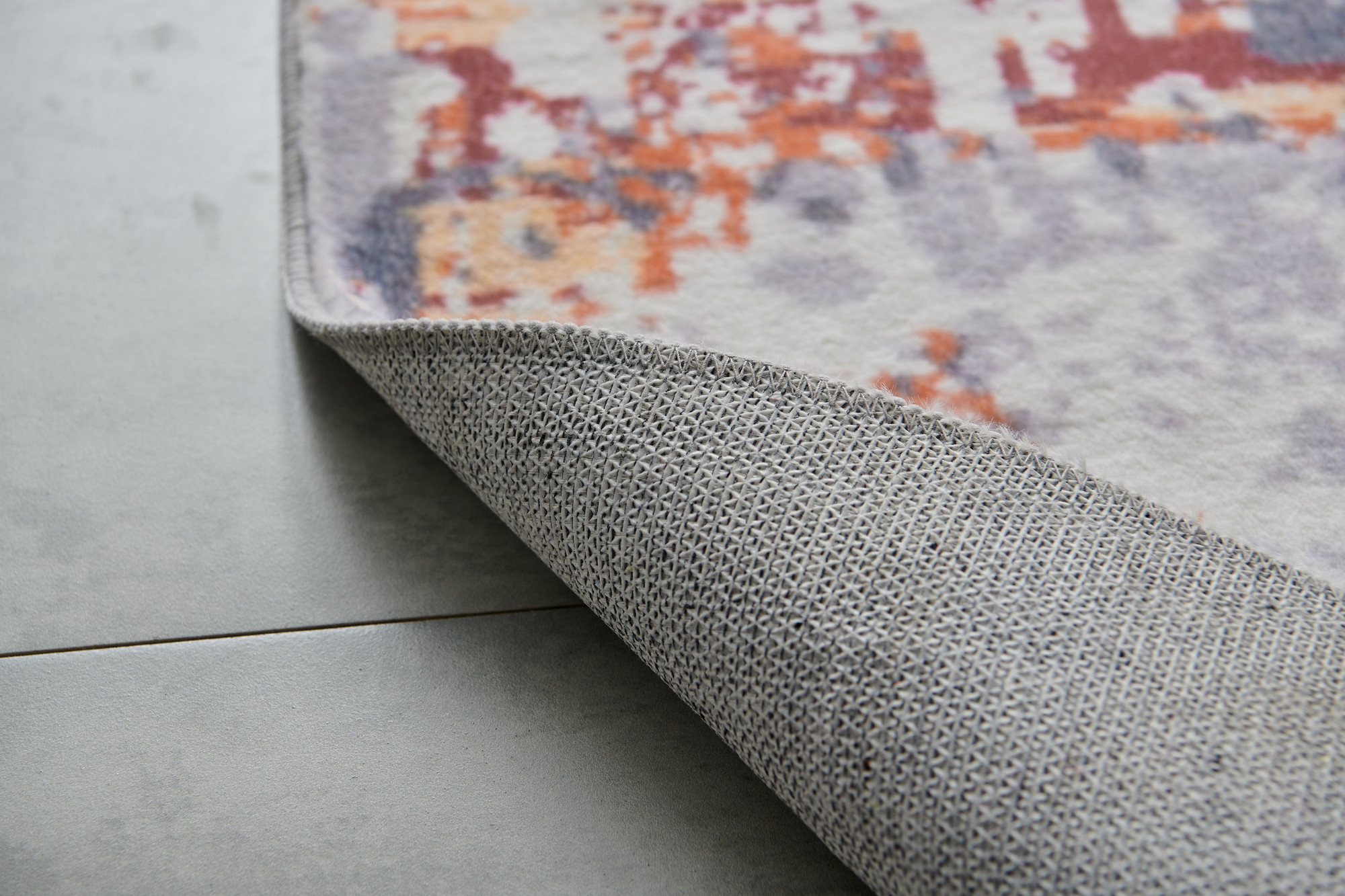 8" X 11" Gray and Brown Abstract Shag Printed Washable Non Skid Area Rug