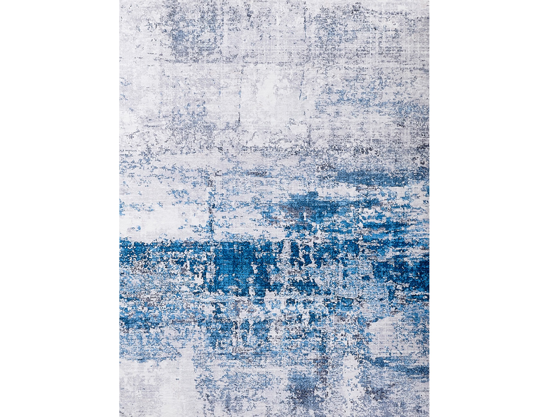 8" X 11" Gray and Blue Abstract Shag Printed Washable Non Skid Area Rug