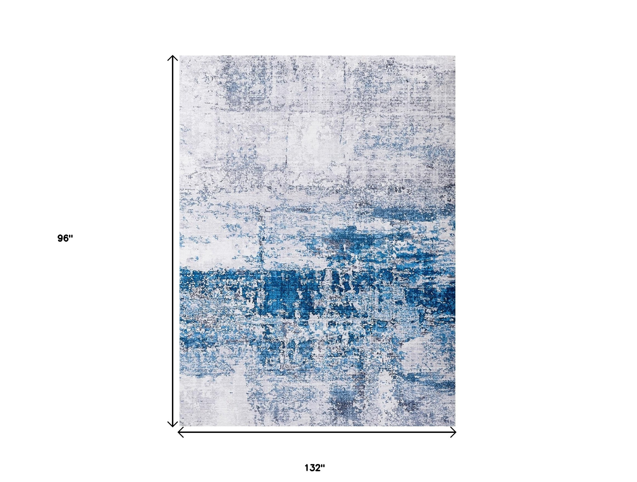 8" X 11" Gray and Blue Abstract Shag Printed Washable Non Skid Area Rug