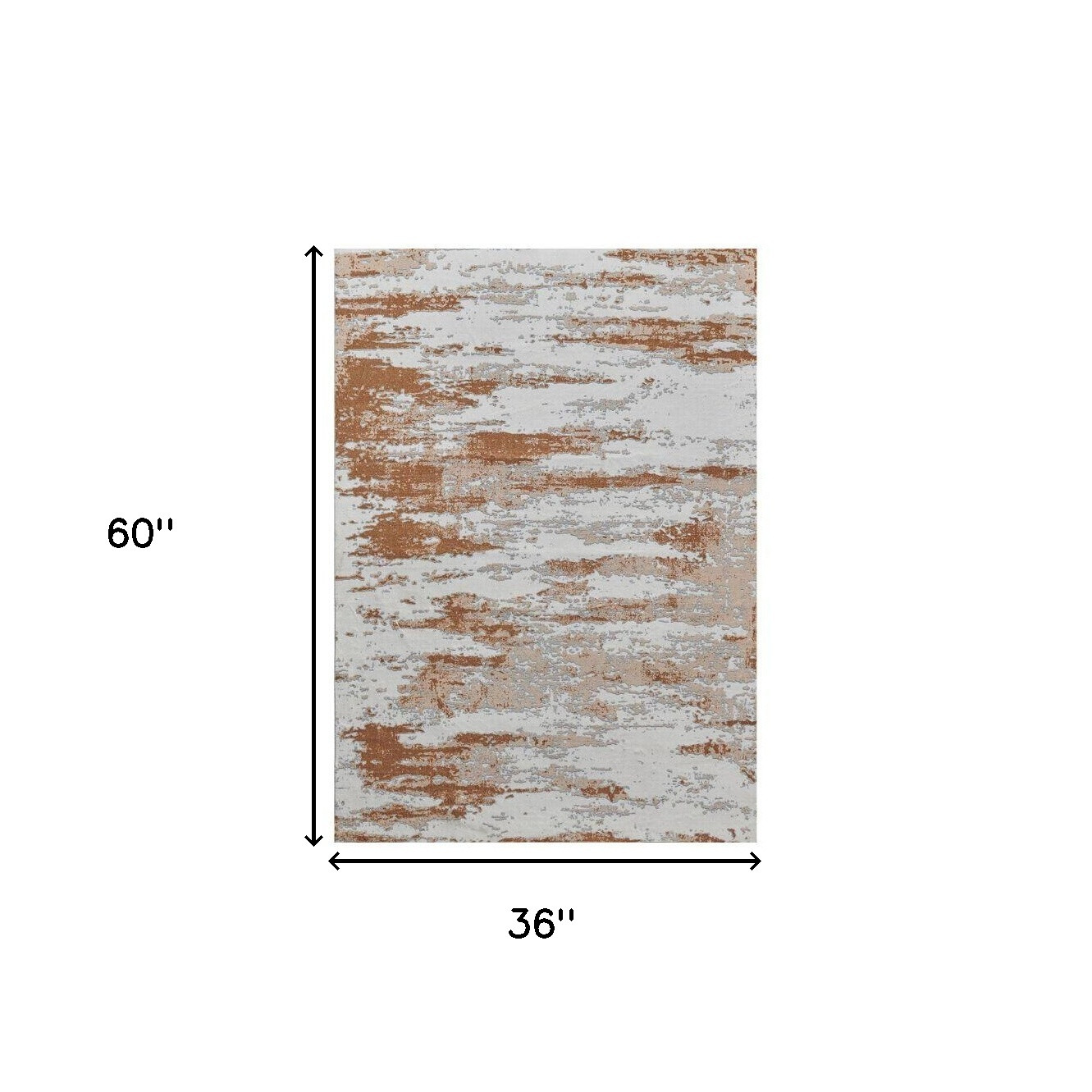 3" X 5" Gray and Brown Abstract Printed Washable Non Skid Area Rug