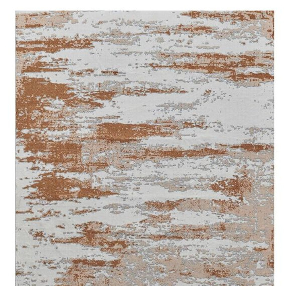 3" X 5" Gray and Brown Abstract Printed Washable Non Skid Area Rug