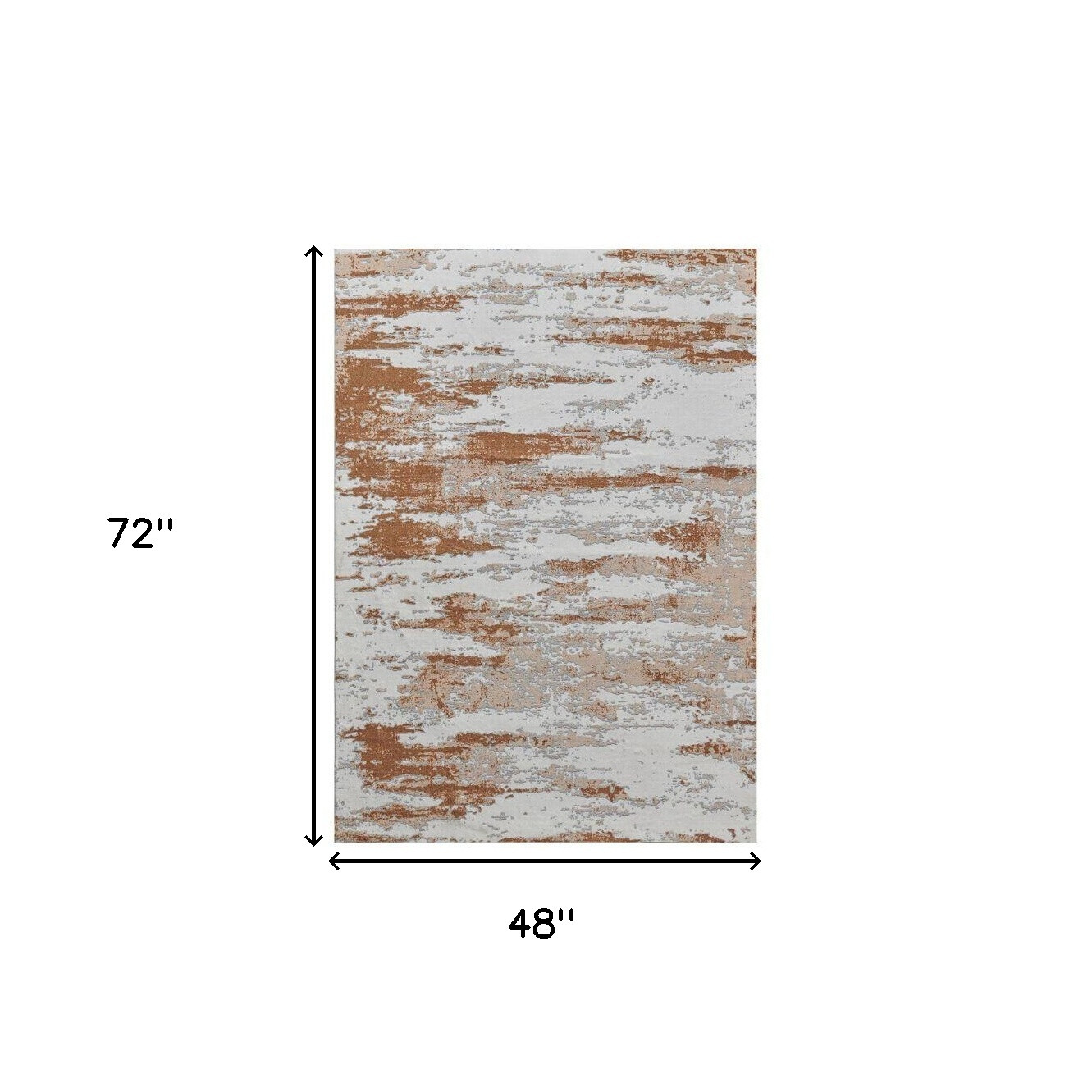 4" X 6" Gray and Brown Abstract Printed Washable Non Skid Area Rug