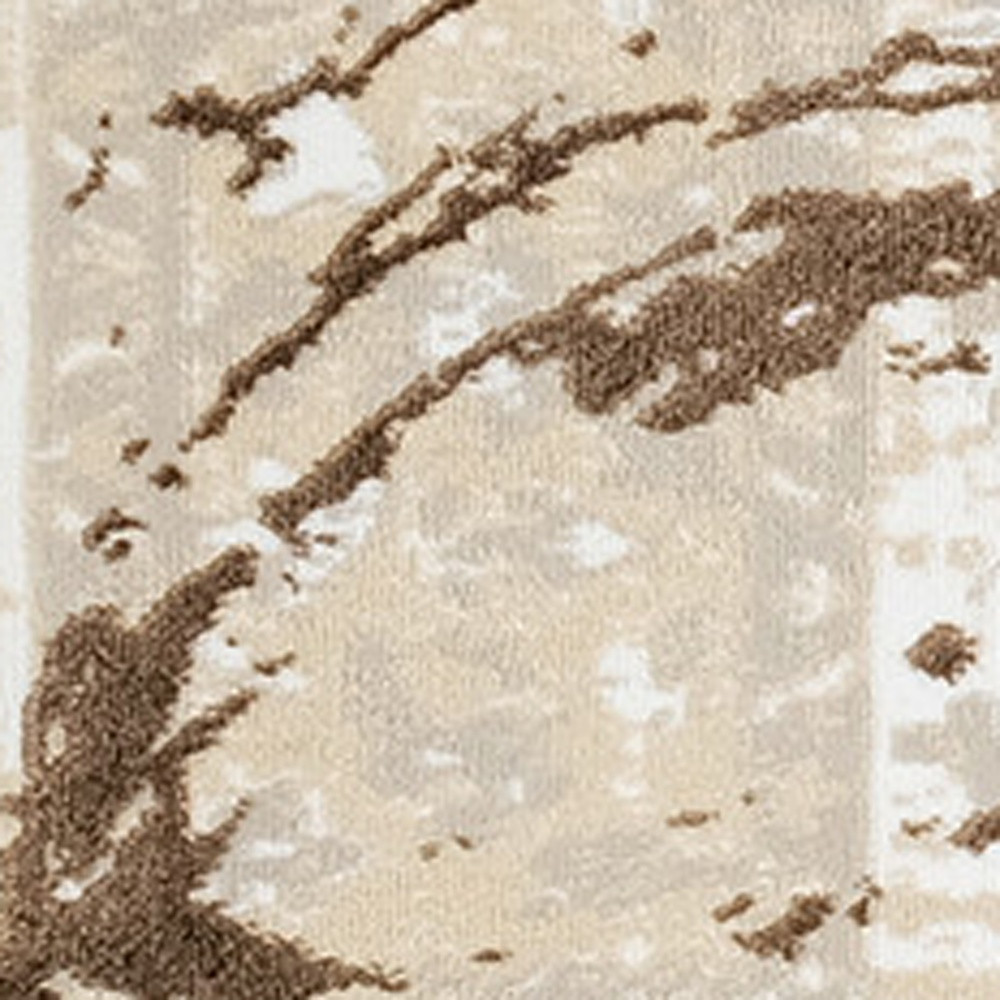 9" X 12" Beige and Gold Abstract Area Rug