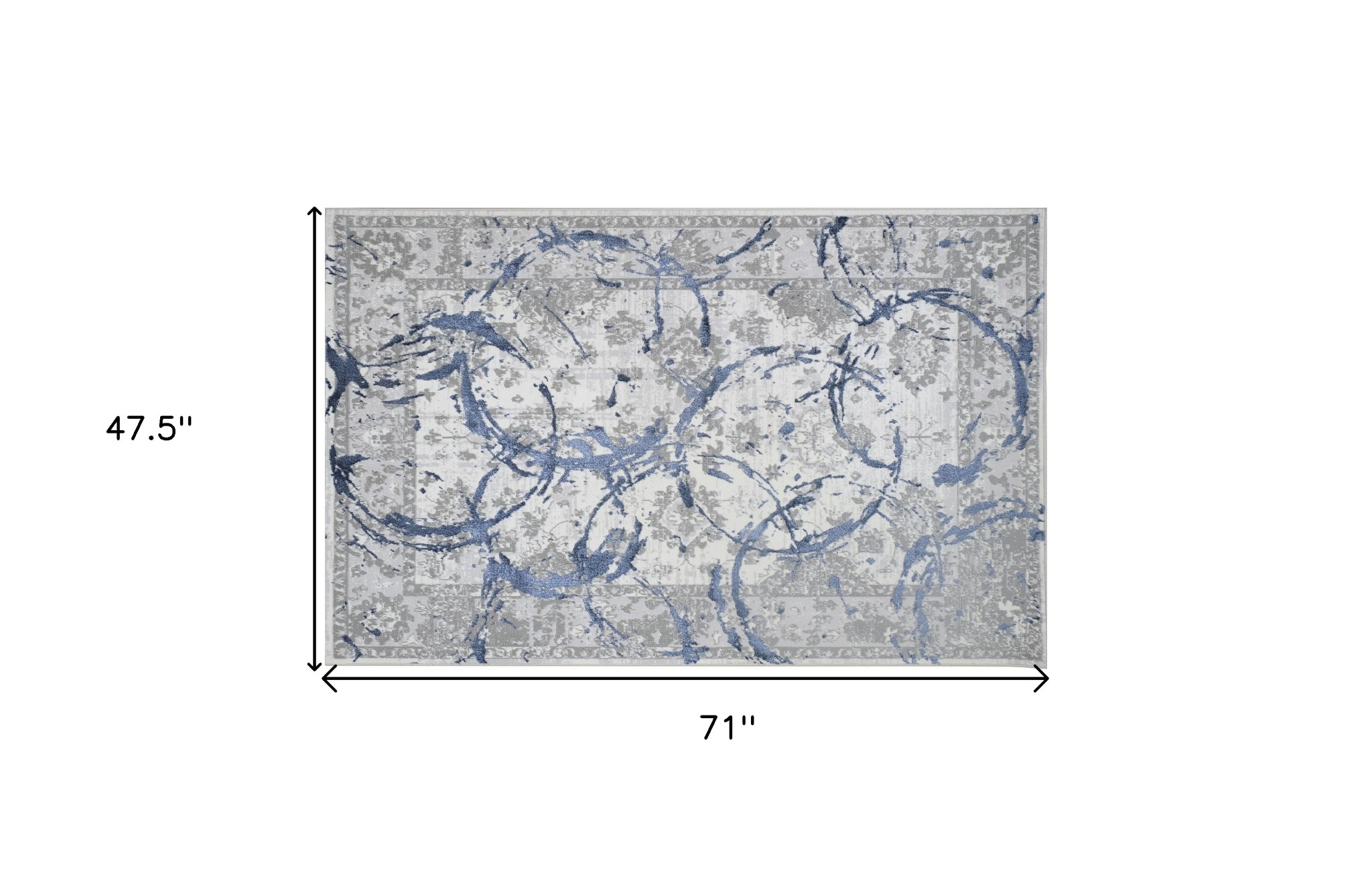 4" X 6" Blue and Gray Abstract Area Rug